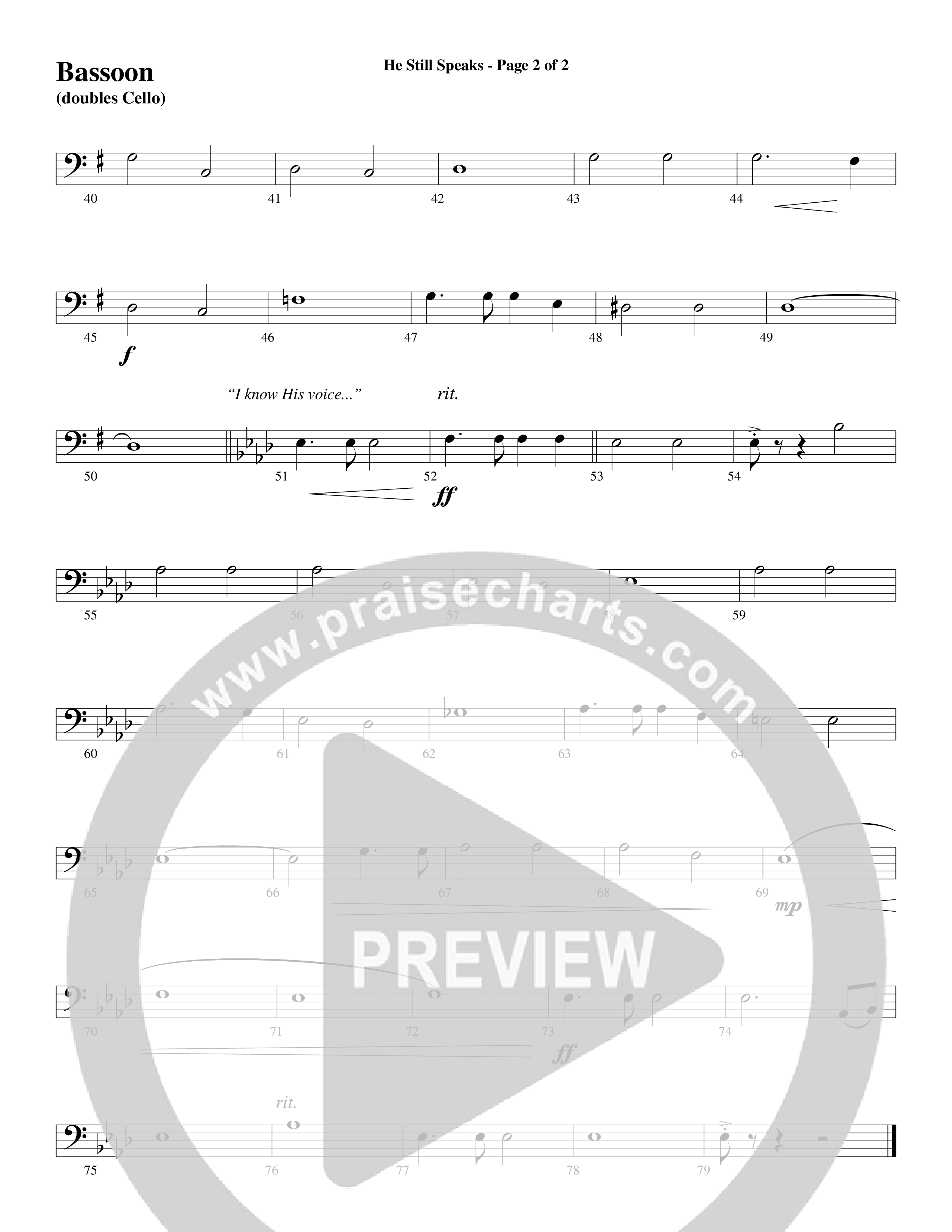 He Still Speaks (Choral Anthem SATB) Bassoon (Word Music Choral / Arr. Russell Mauldin)