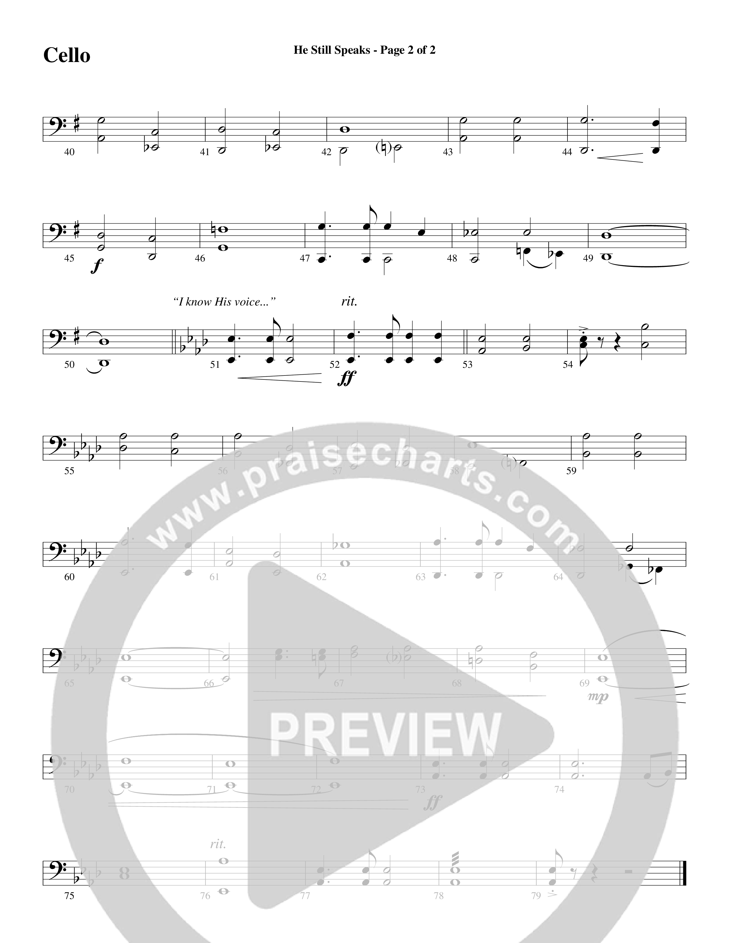 He Still Speaks (Choral Anthem SATB) Cello (Word Music Choral / Arr. Russell Mauldin)