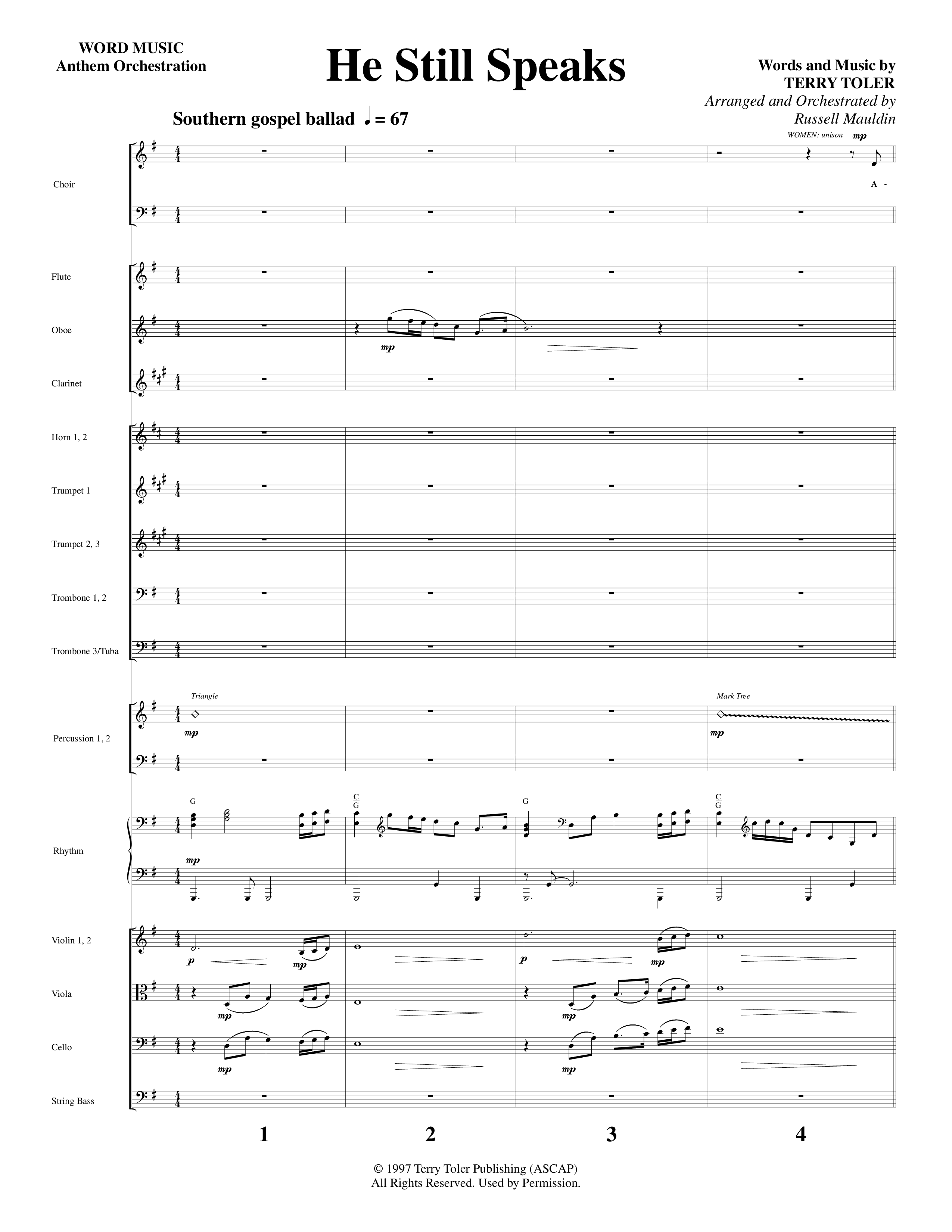 He Still Speaks (Choral Anthem SATB) Orchestration (Word Music Choral / Arr. Russell Mauldin)