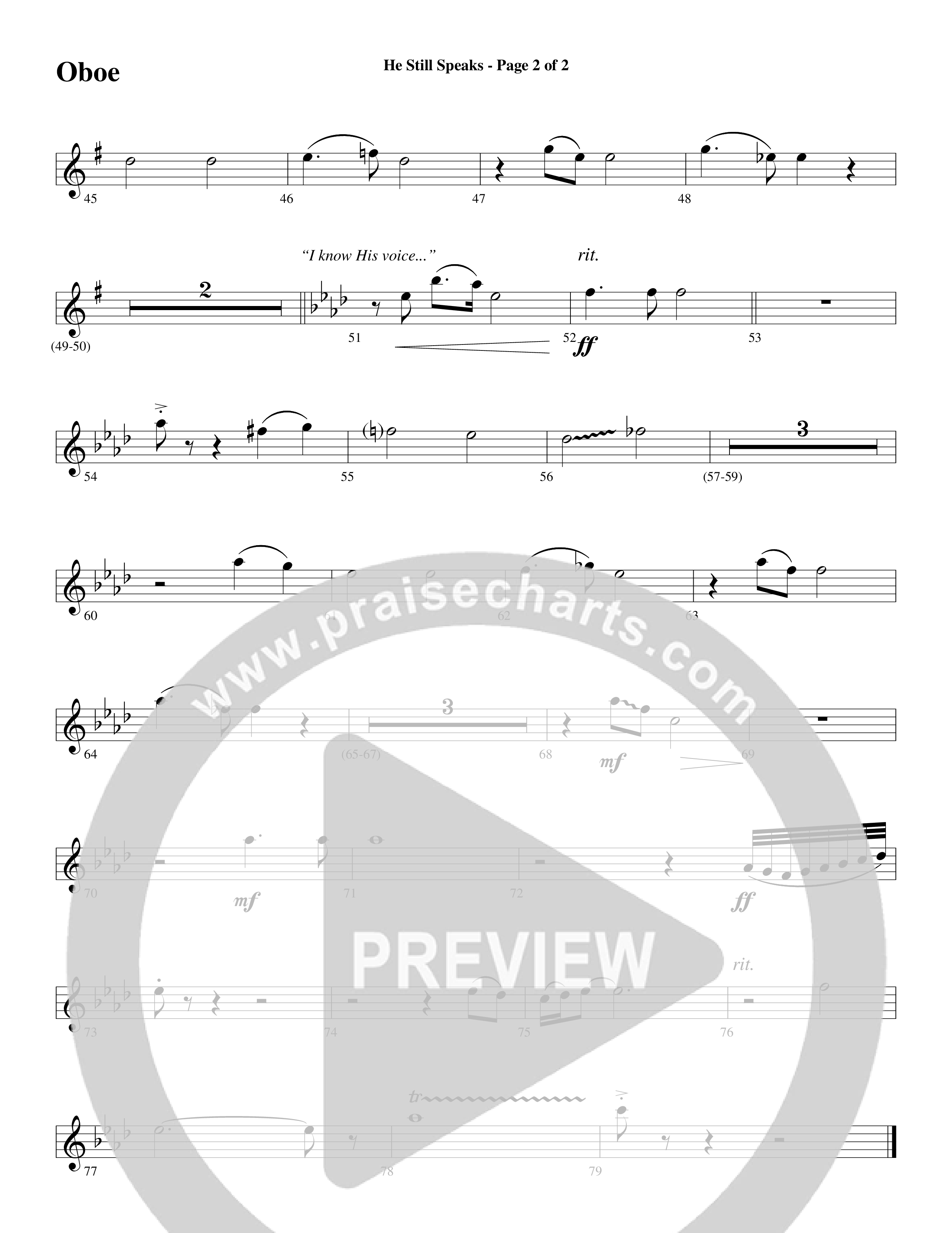 He Still Speaks (Choral Anthem SATB) Oboe (Word Music Choral / Arr. Russell Mauldin)