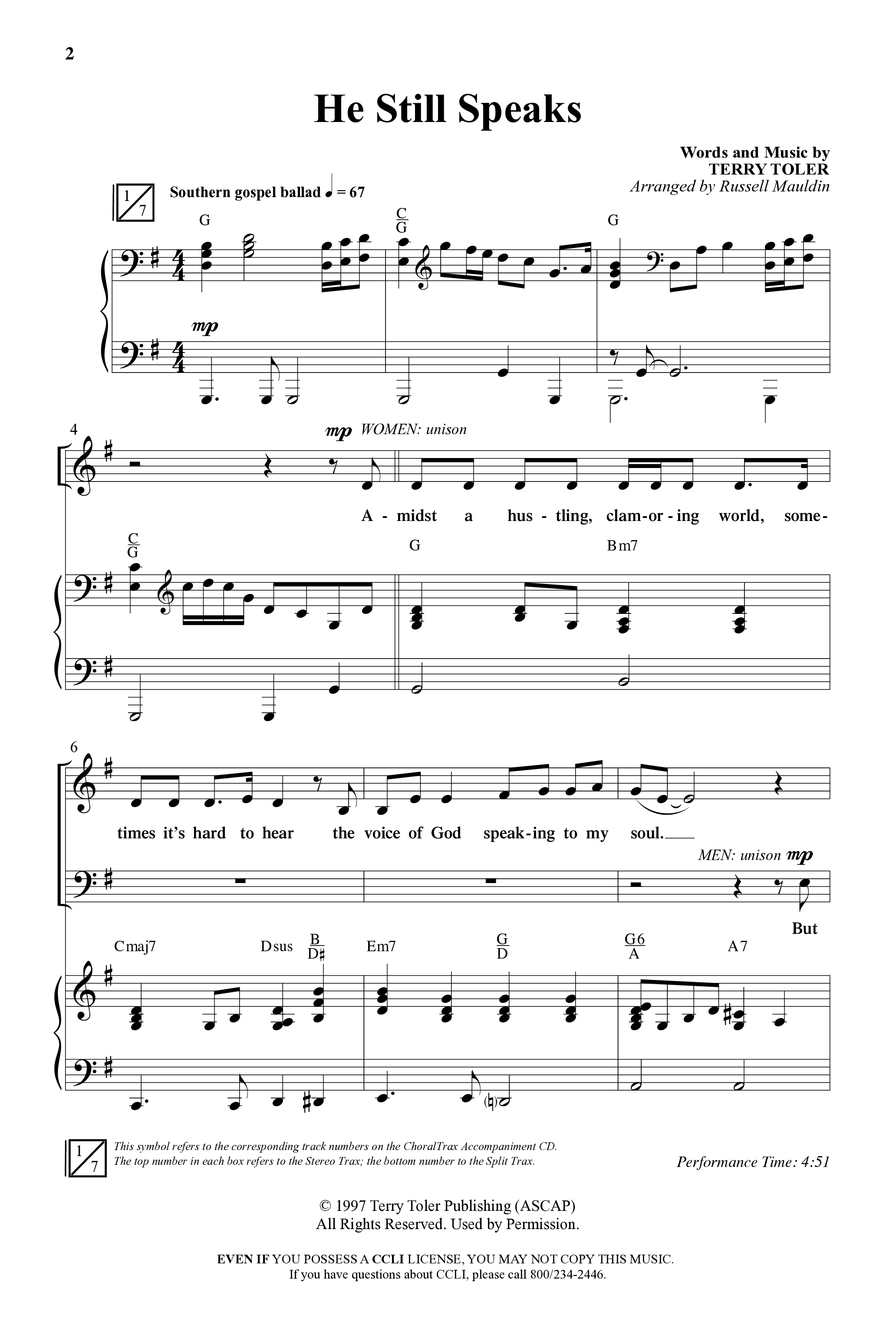He Still Speaks (Choral Anthem SATB) Anthem (SATB/Piano) (Word Music Choral / Arr. Russell Mauldin)