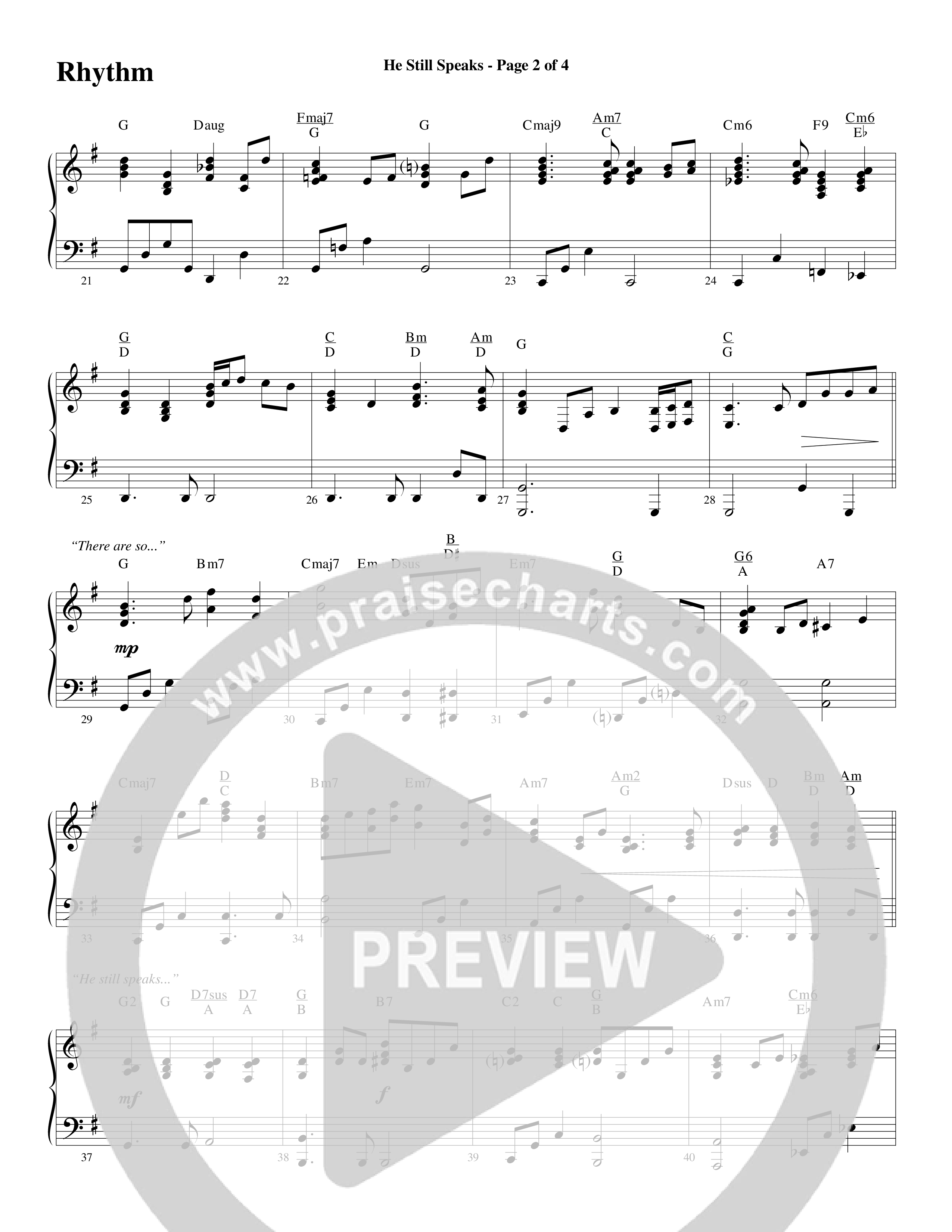 He Still Speaks (Choral Anthem SATB) Rhythm Chart (Word Music Choral / Arr. Russell Mauldin)