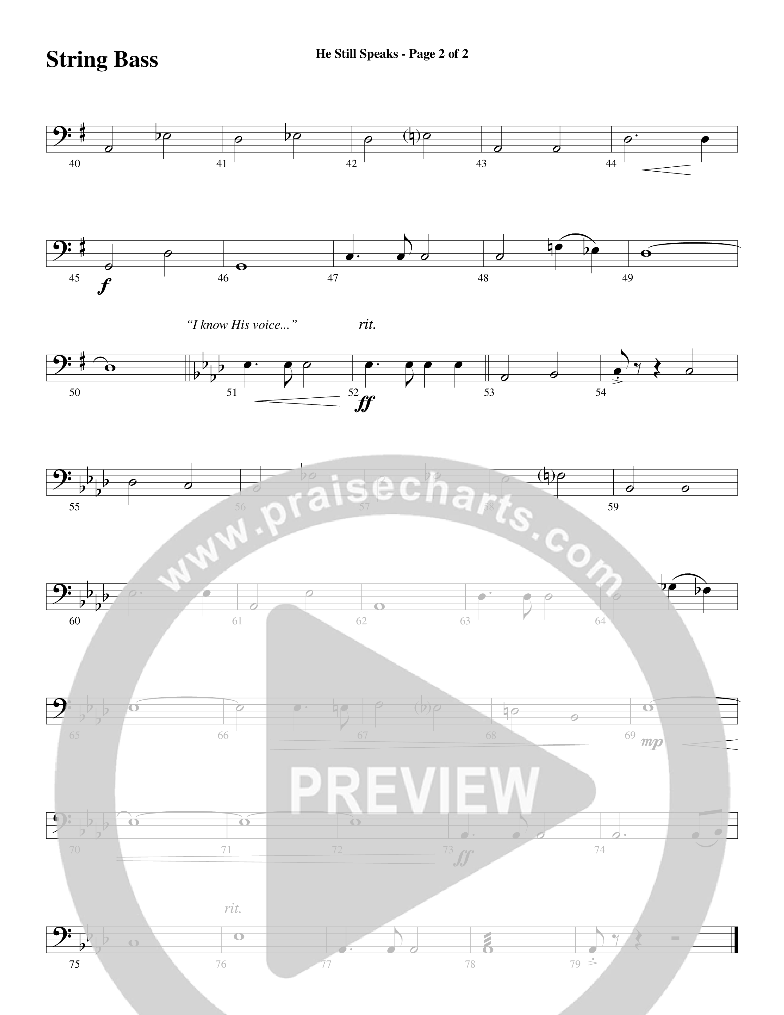 He Still Speaks (Choral Anthem SATB) String Bass (Word Music Choral / Arr. Russell Mauldin)