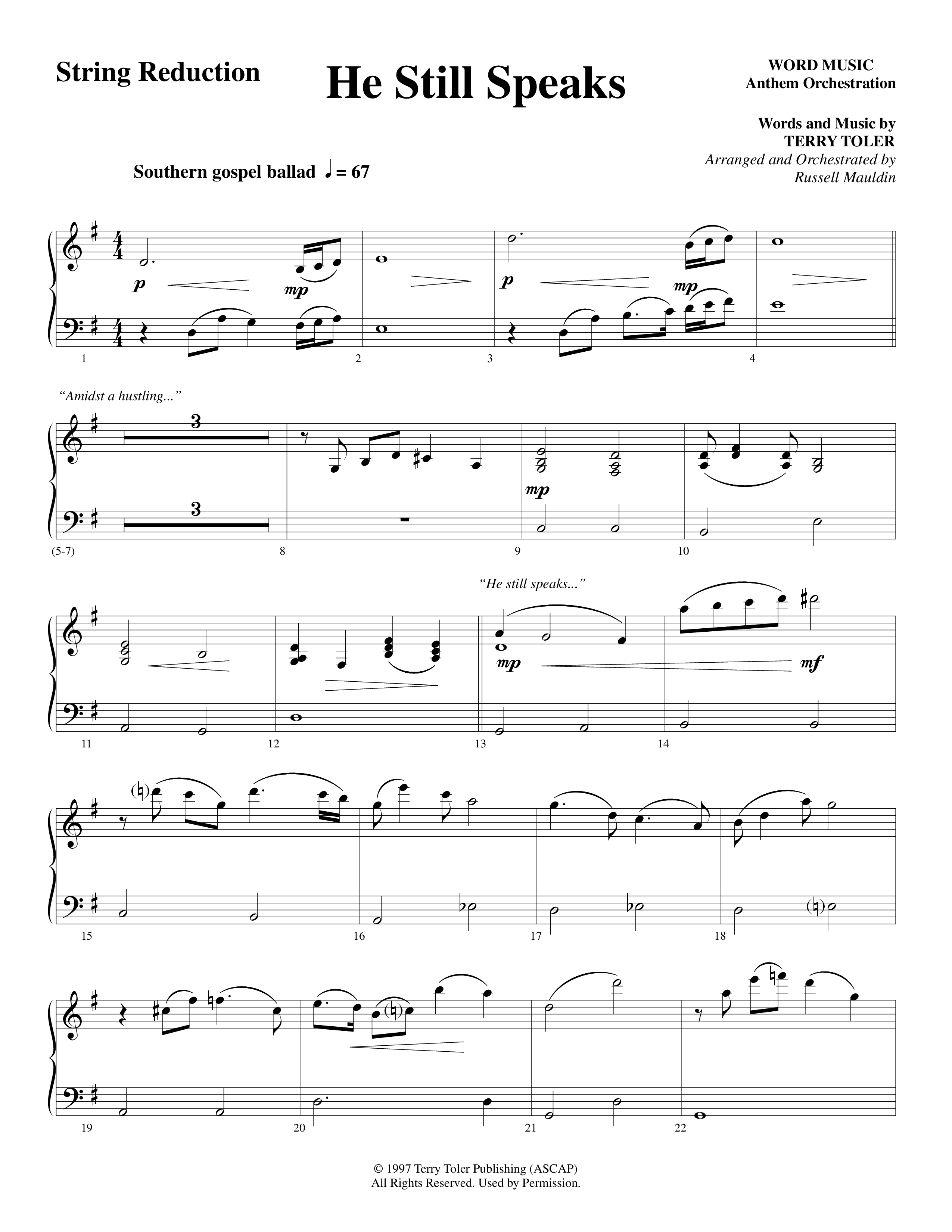 He Still Speaks (Choral Anthem SATB) String Reduction (Word Music Choral / Arr. Russell Mauldin)