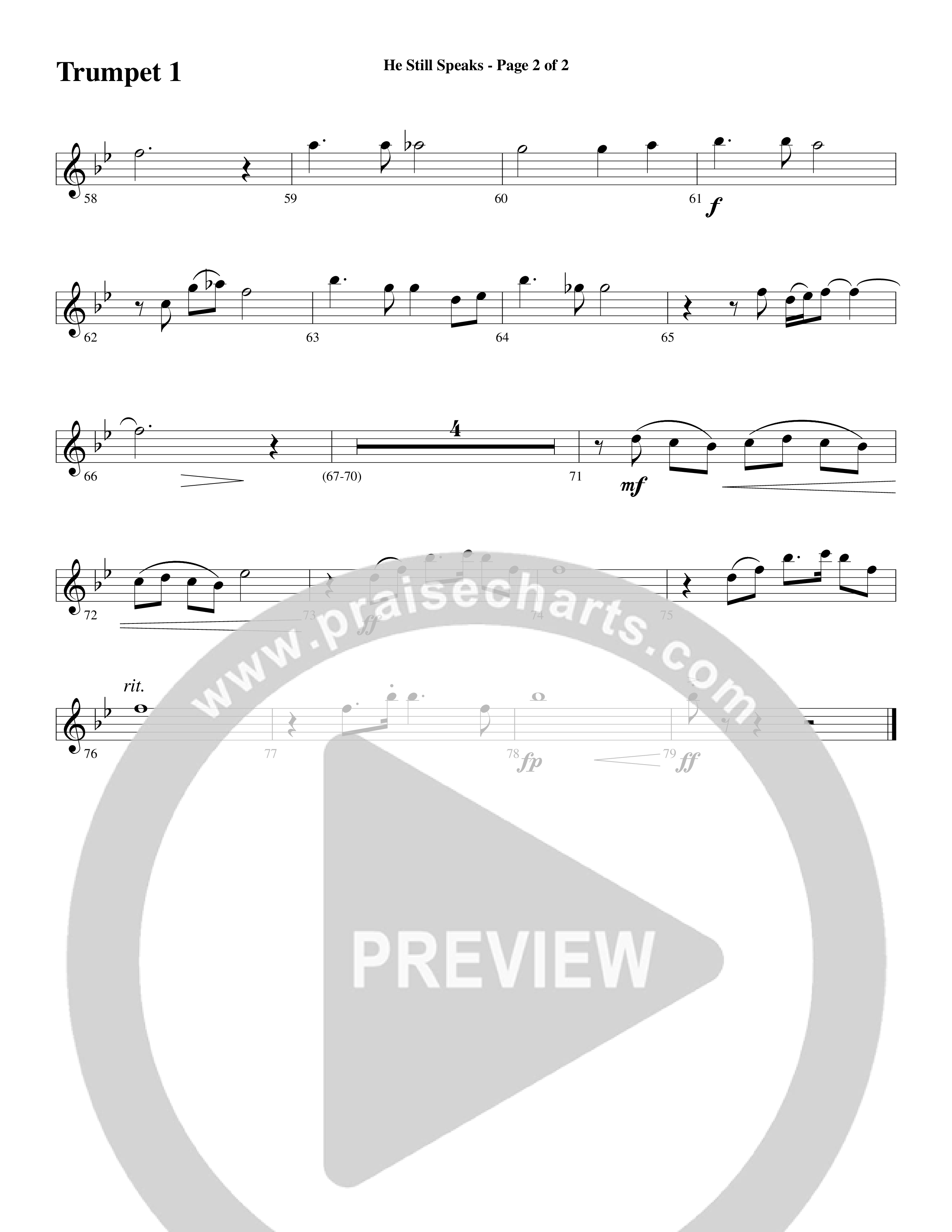 He Still Speaks (Choral Anthem SATB) Trumpet 1 (Word Music Choral / Arr. Russell Mauldin)