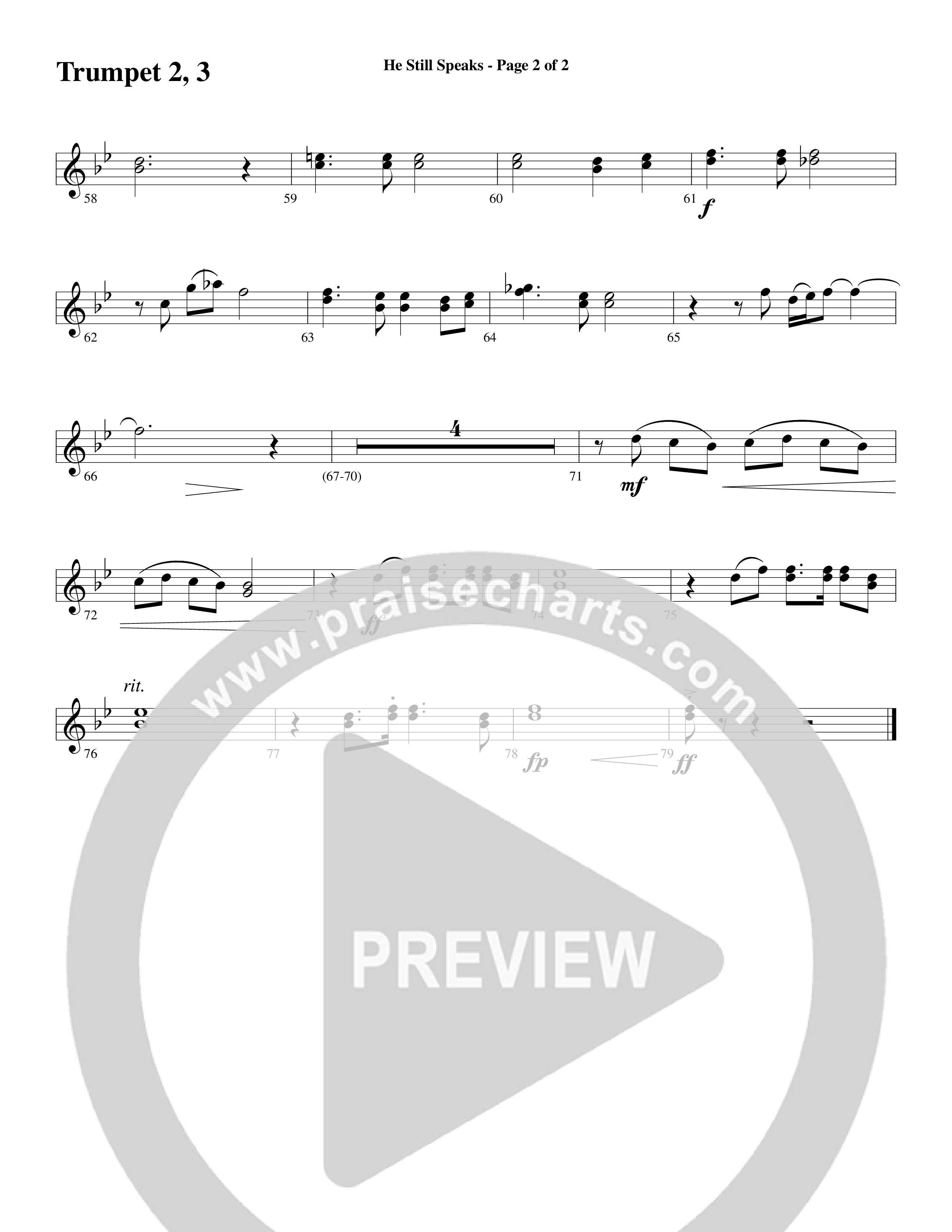 He Still Speaks (Choral Anthem SATB) Trumpet 2/3 (Word Music Choral / Arr. Russell Mauldin)