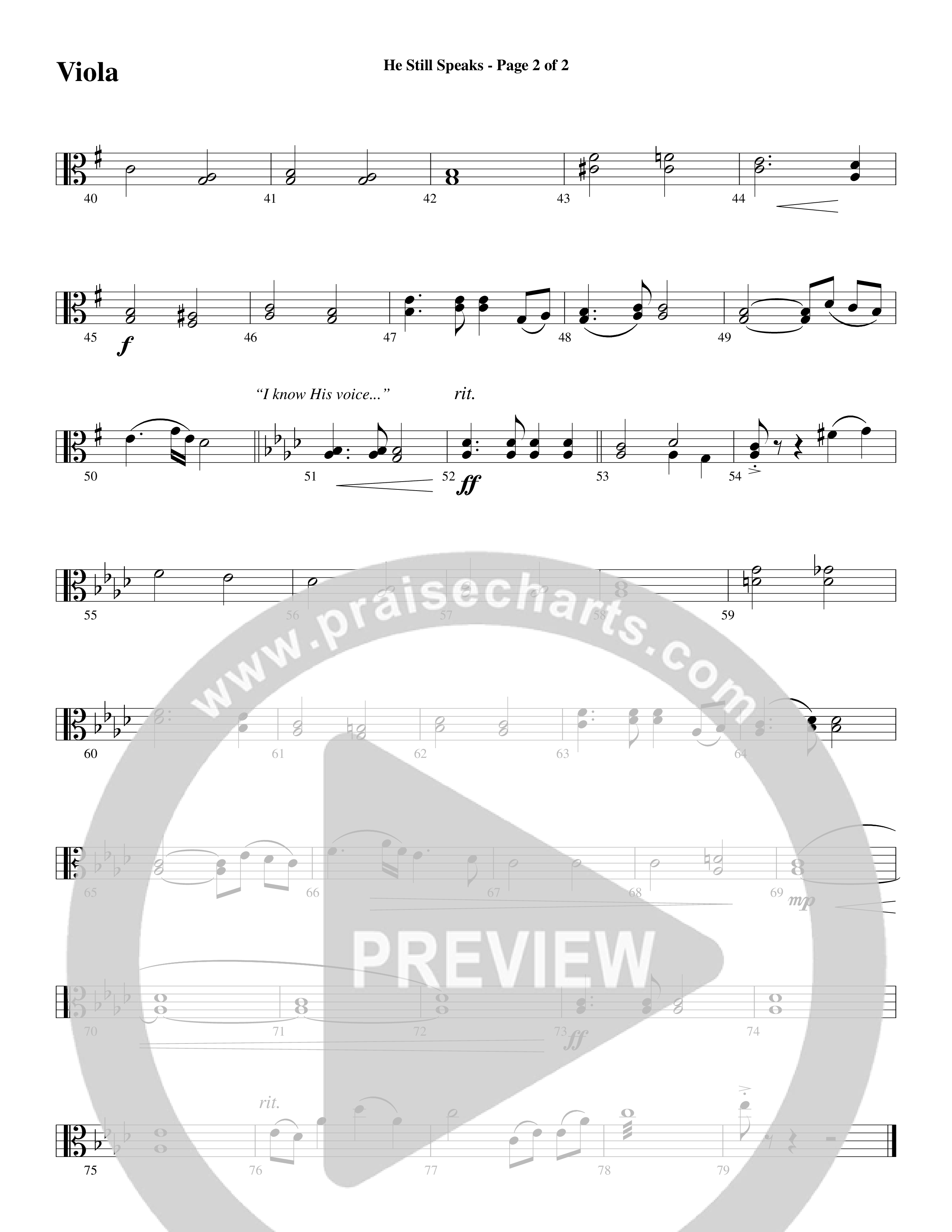He Still Speaks (Choral Anthem SATB) Viola (Word Music Choral / Arr. Russell Mauldin)