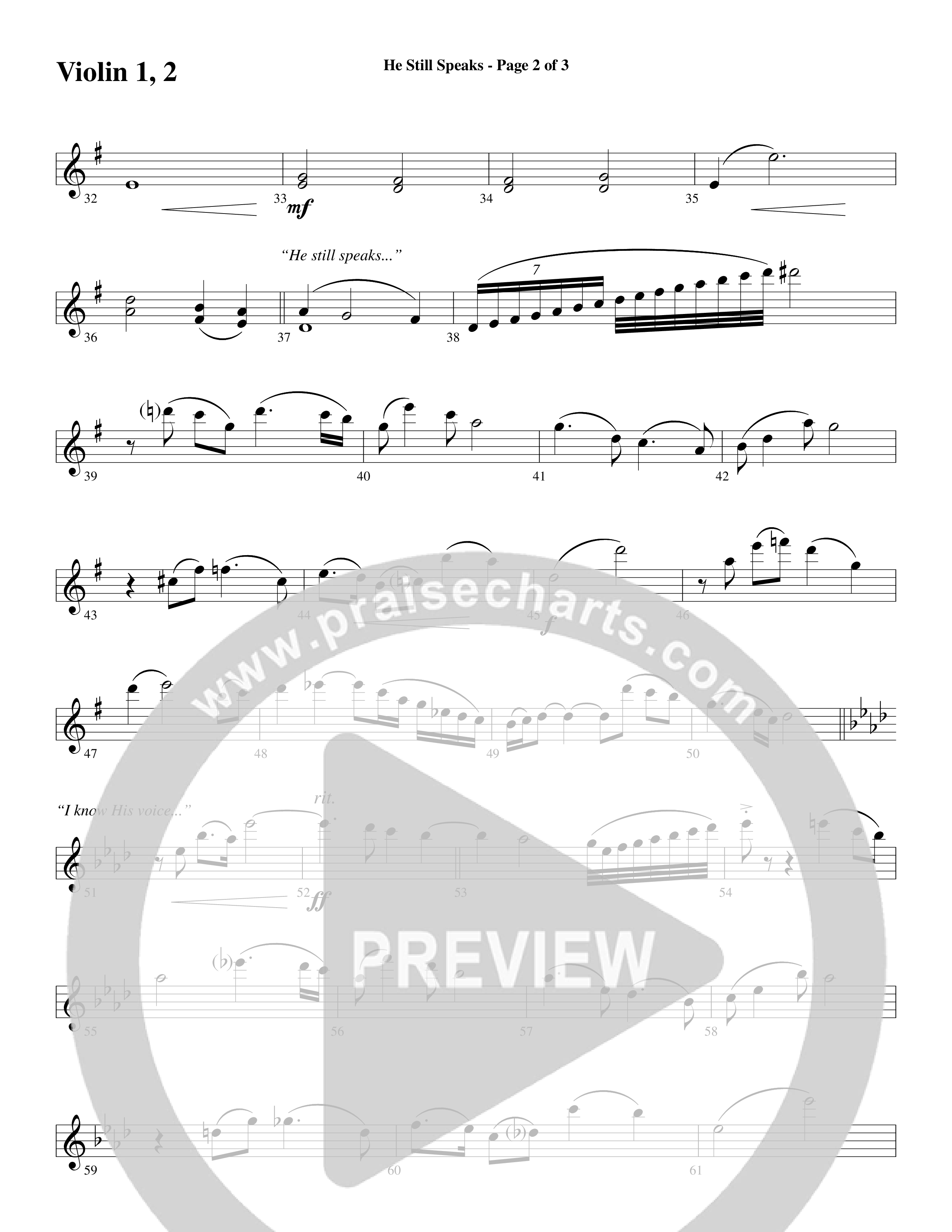 He Still Speaks (Choral Anthem SATB) Violin 1/2 (Word Music Choral / Arr. Russell Mauldin)