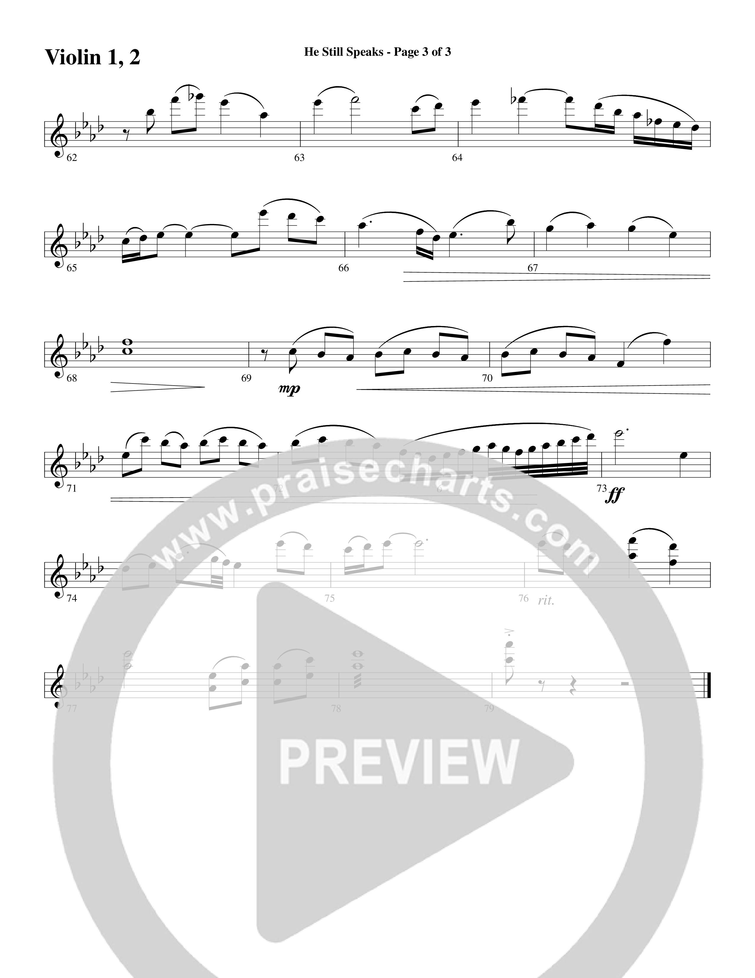 He Still Speaks (Choral Anthem SATB) Violin 1/2 (Word Music Choral / Arr. Russell Mauldin)