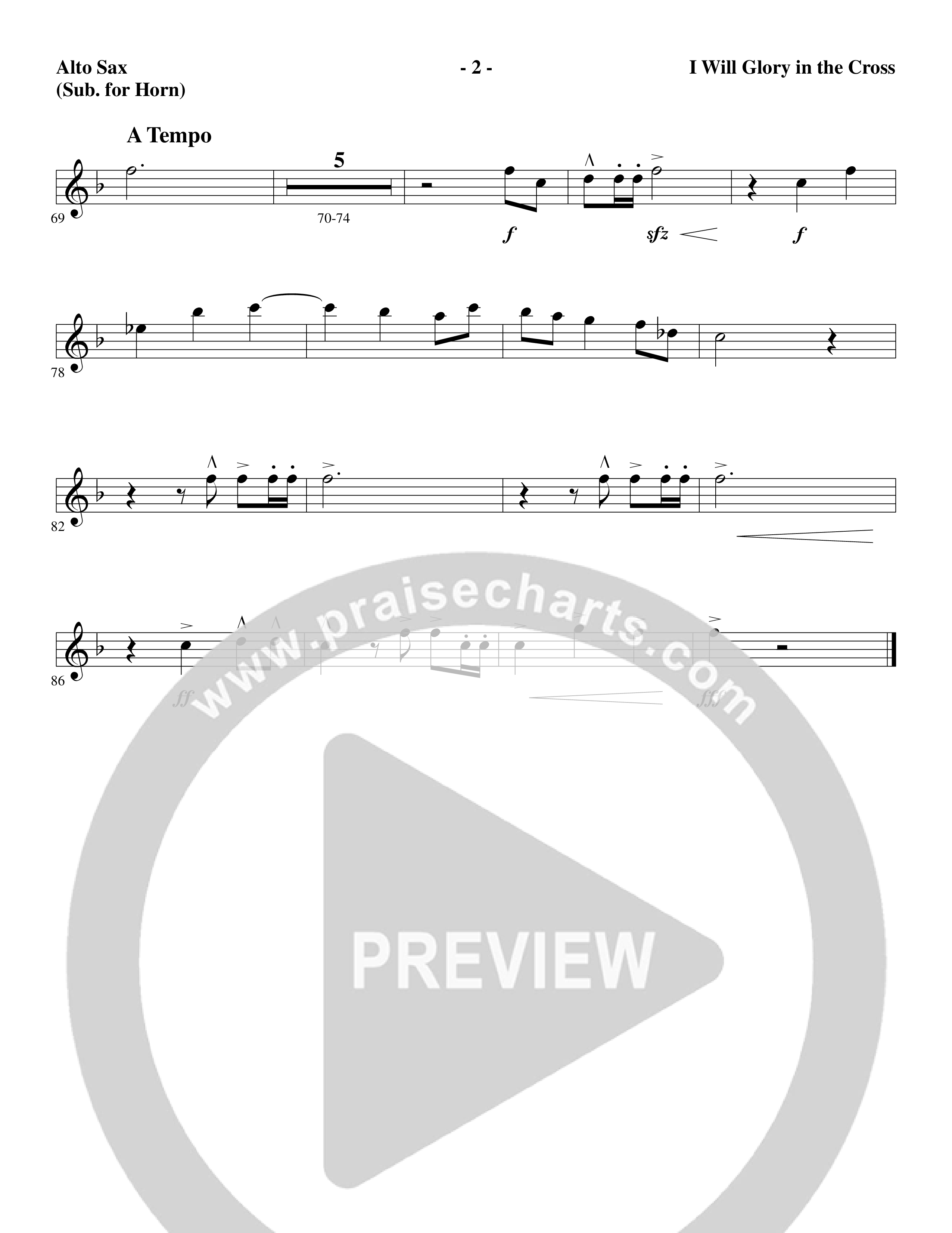 I Will Glory in the Cross (Choral Anthem SATB) Alto Sax (Word Music Choral / Arr. Marty Parks)