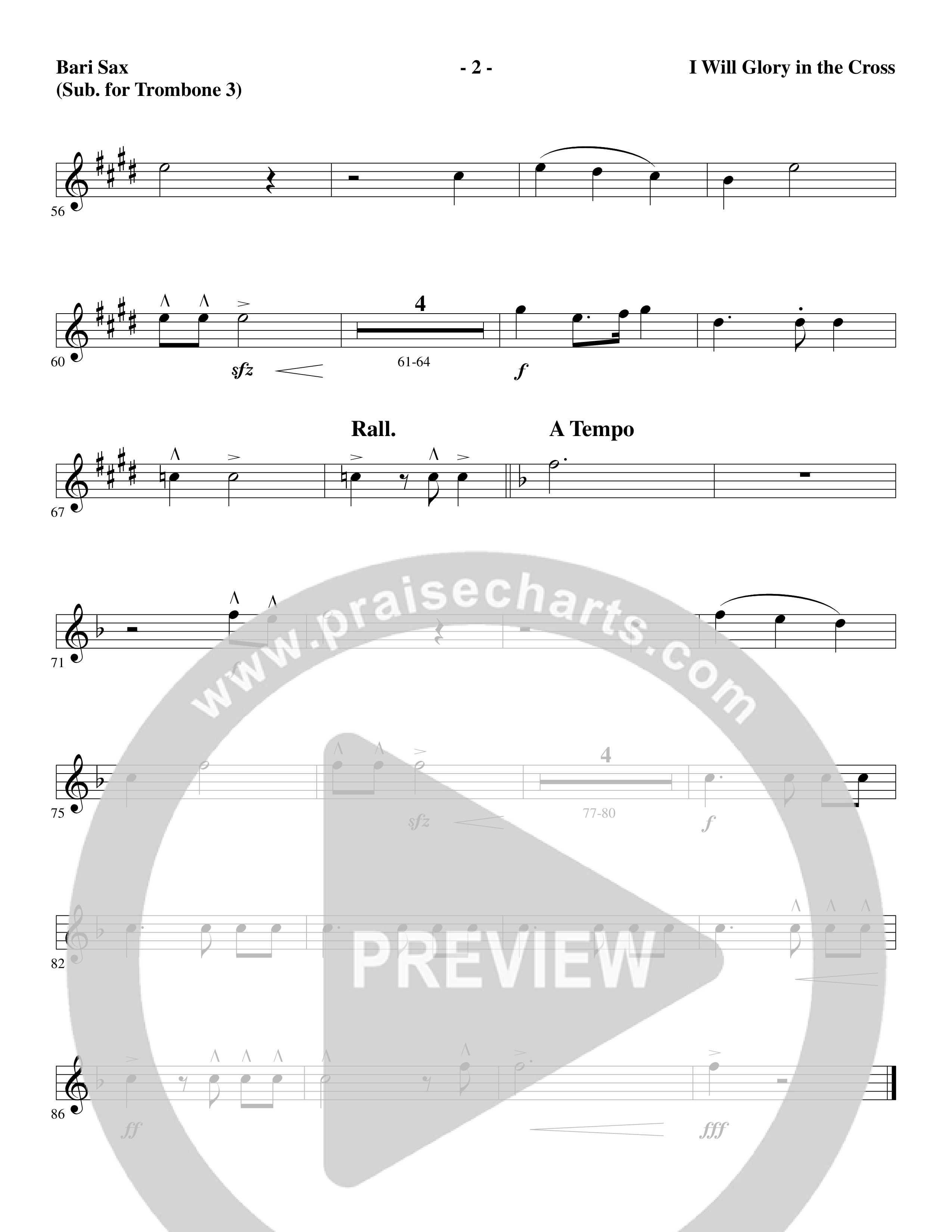 I Will Glory in the Cross (Choral Anthem SATB) Bari Sax (Word Music Choral / Arr. Marty Parks)