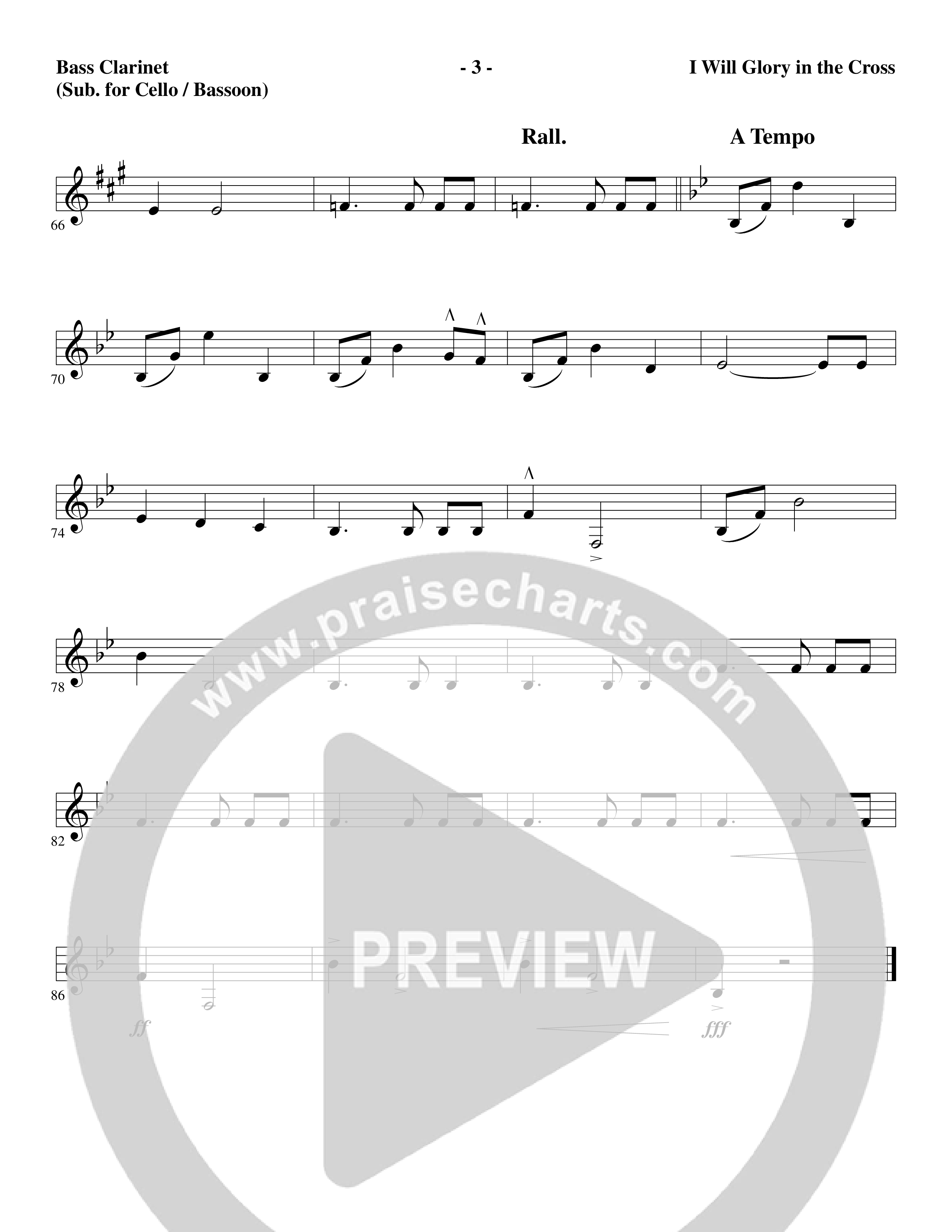 I Will Glory in the Cross (Choral Anthem SATB) Bass Clarinet (Word Music Choral / Arr. Marty Parks)