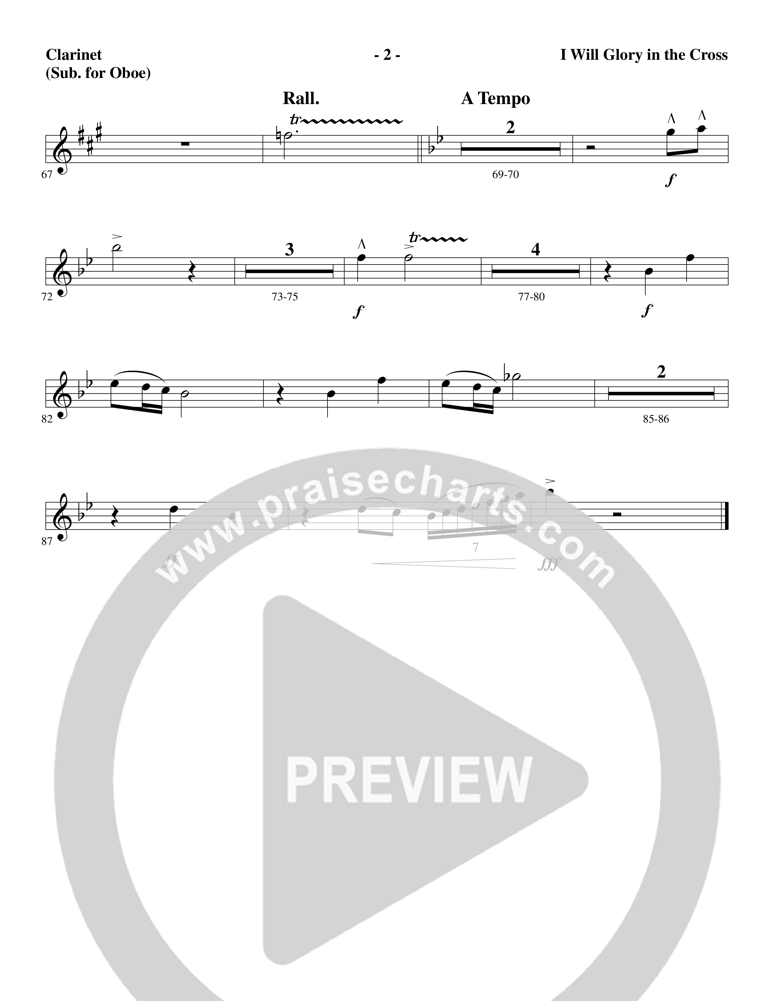I Will Glory in the Cross (Choral Anthem SATB) Clarinet (Word Music Choral / Arr. Marty Parks)