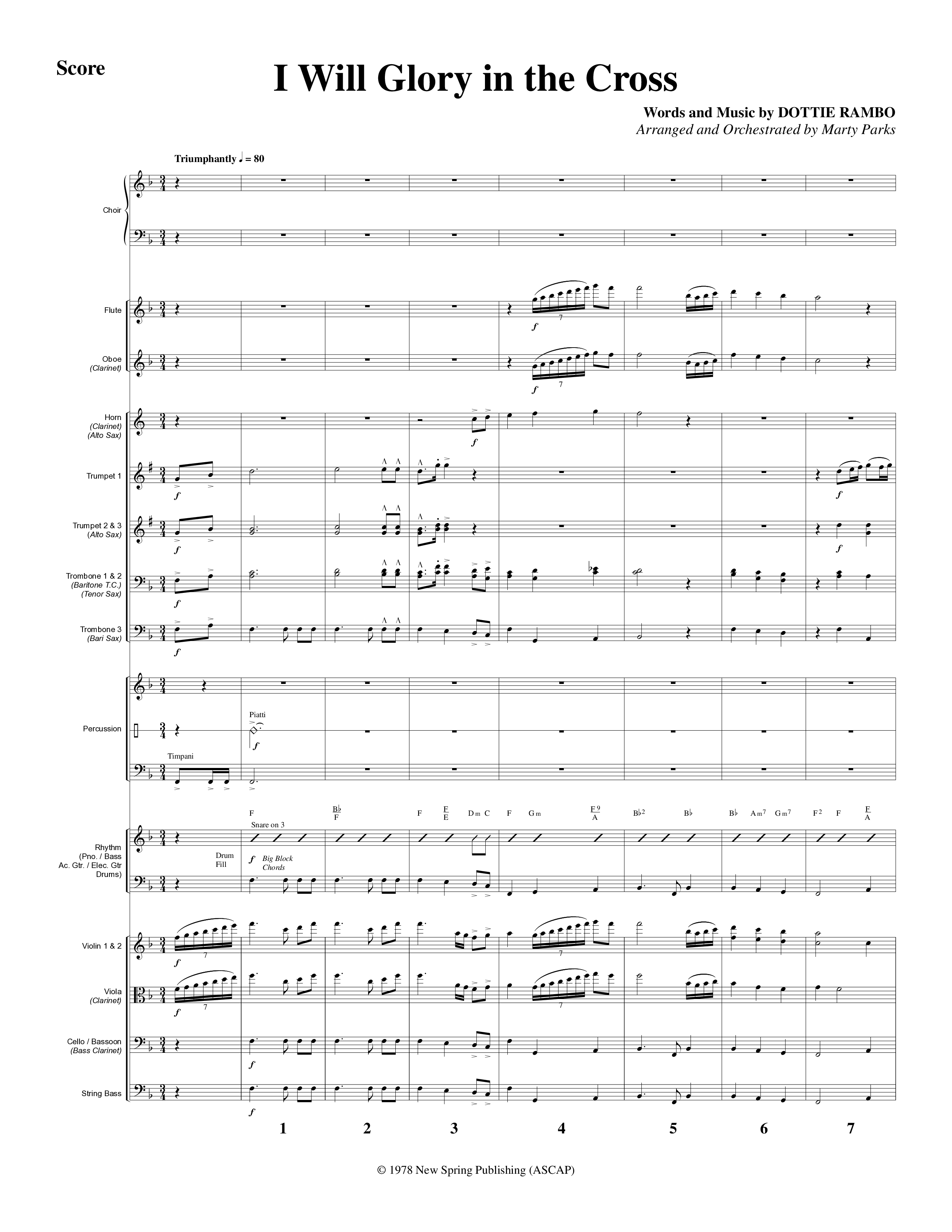 I Will Glory in the Cross (Choral Anthem SATB) Orchestration (Word Music Choral / Arr. Marty Parks)
