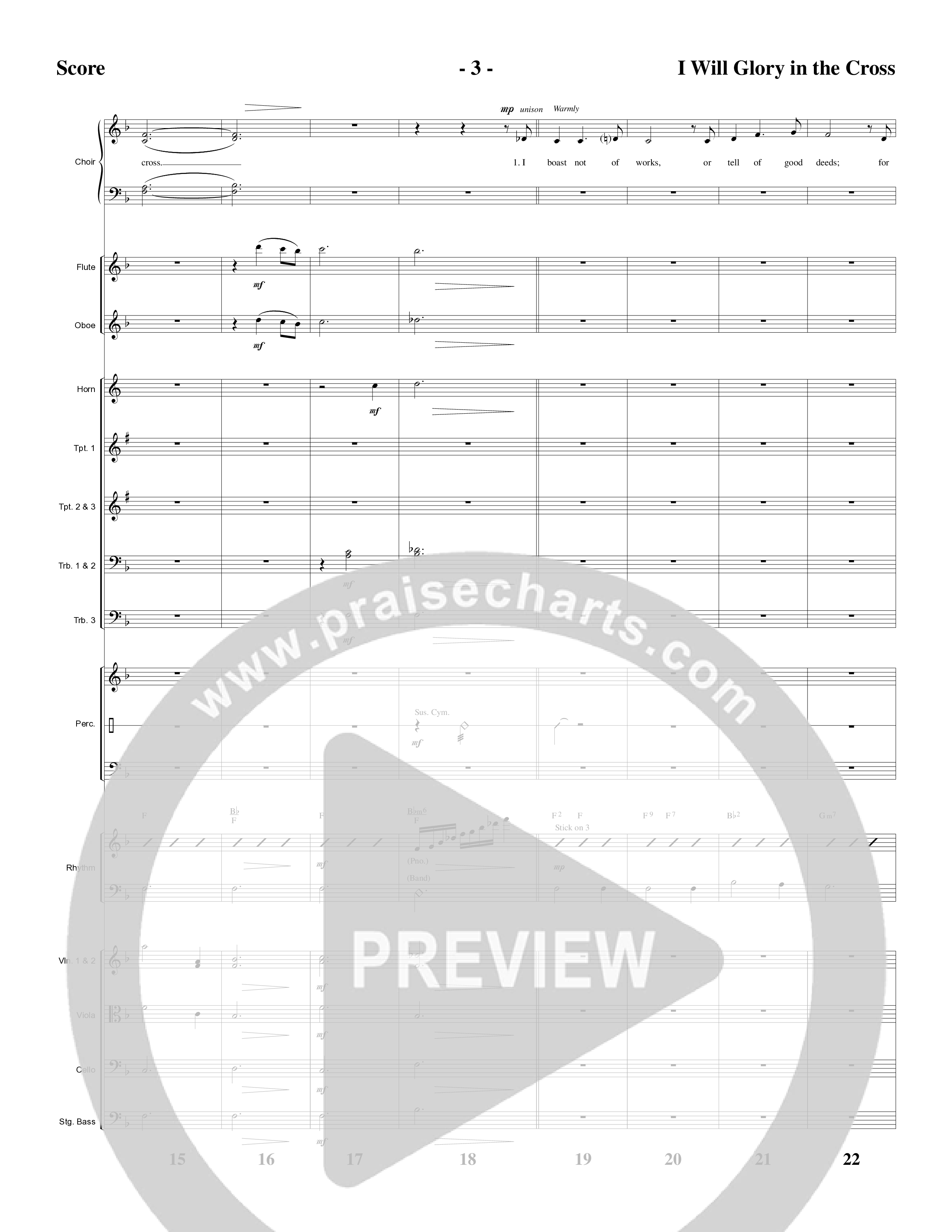 I Will Glory in the Cross (Choral Anthem SATB) Orchestration (Word Music Choral / Arr. Marty Parks)