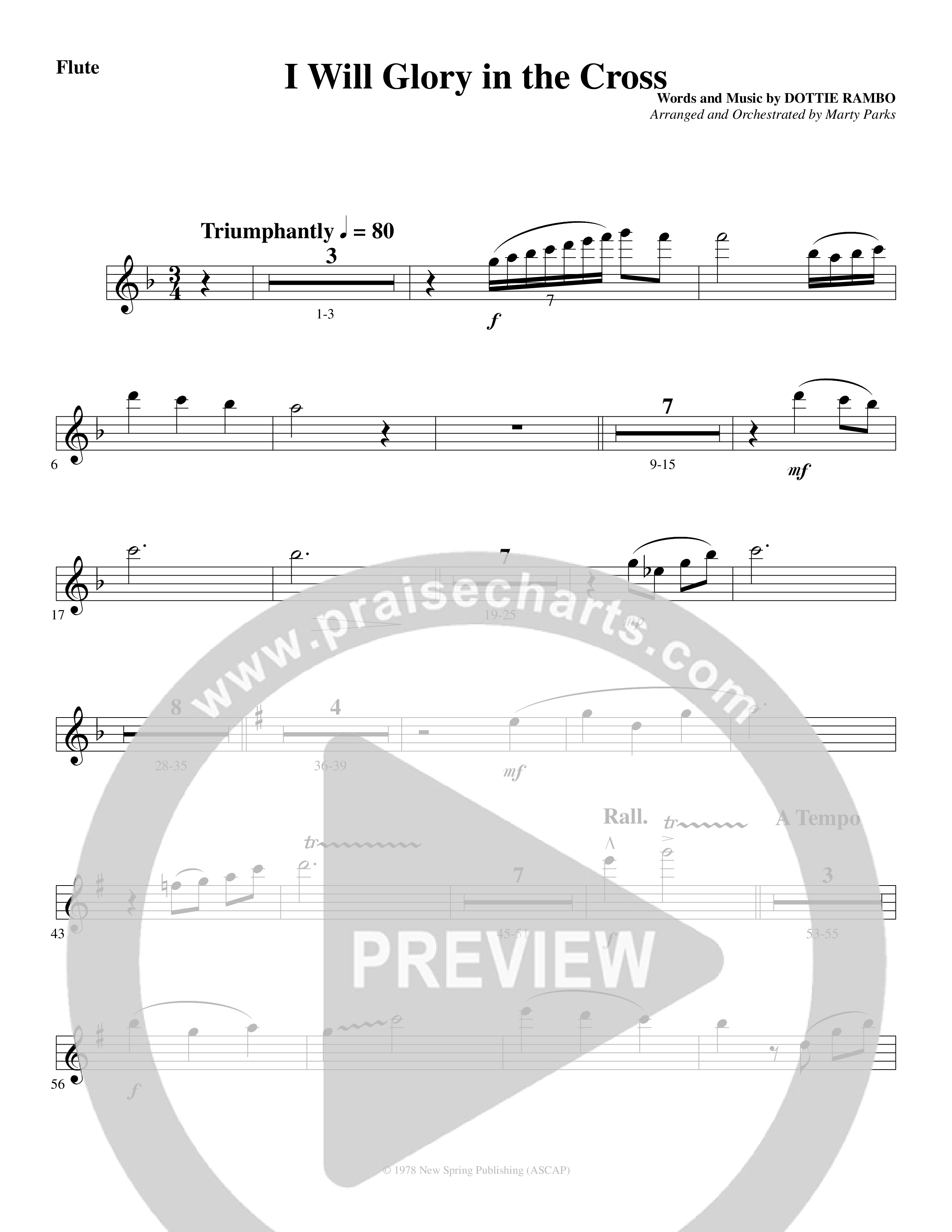 I Will Glory in the Cross (Choral Anthem SATB) Flute (Word Music Choral / Arr. Marty Parks)