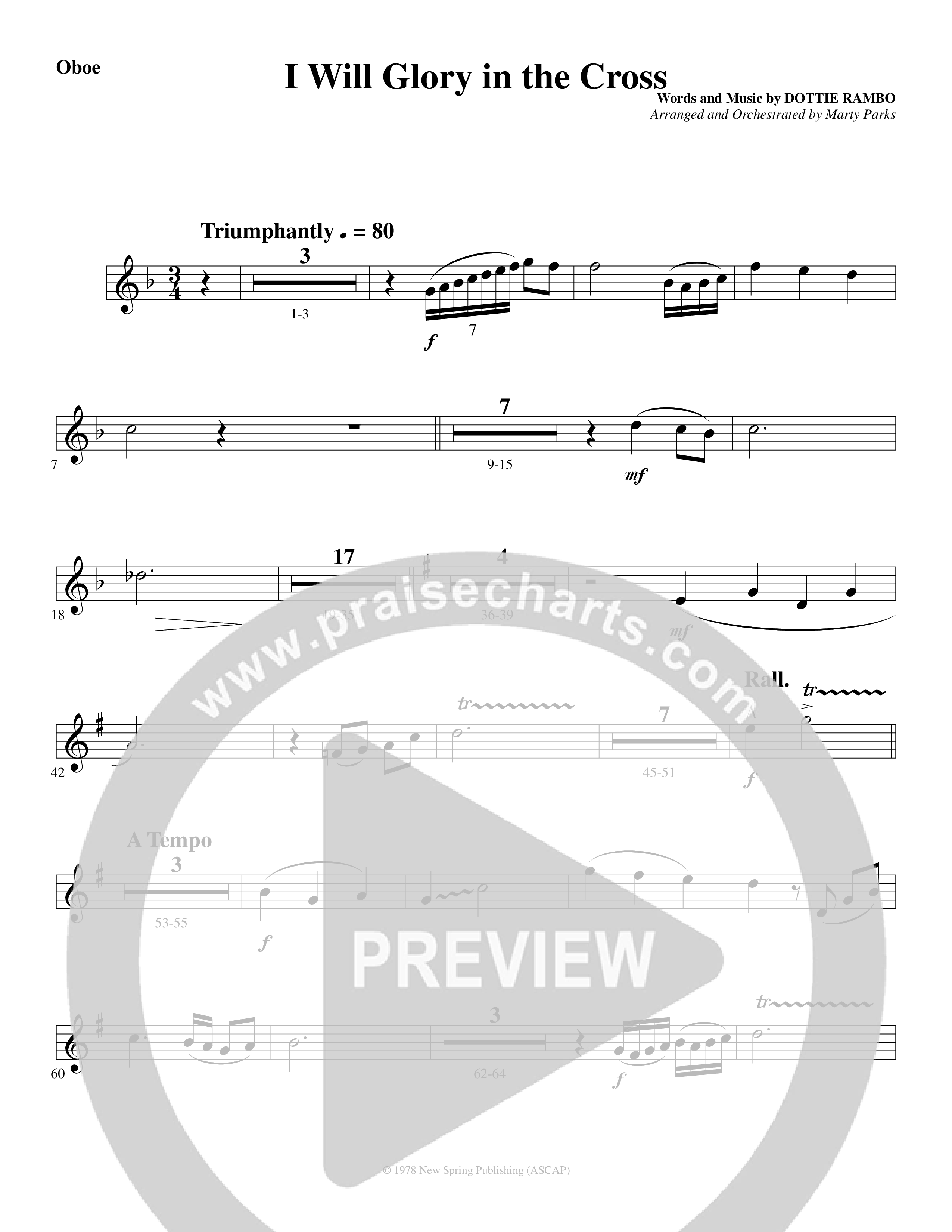 I Will Glory in the Cross (Choral Anthem SATB) Oboe (Word Music Choral / Arr. Marty Parks)