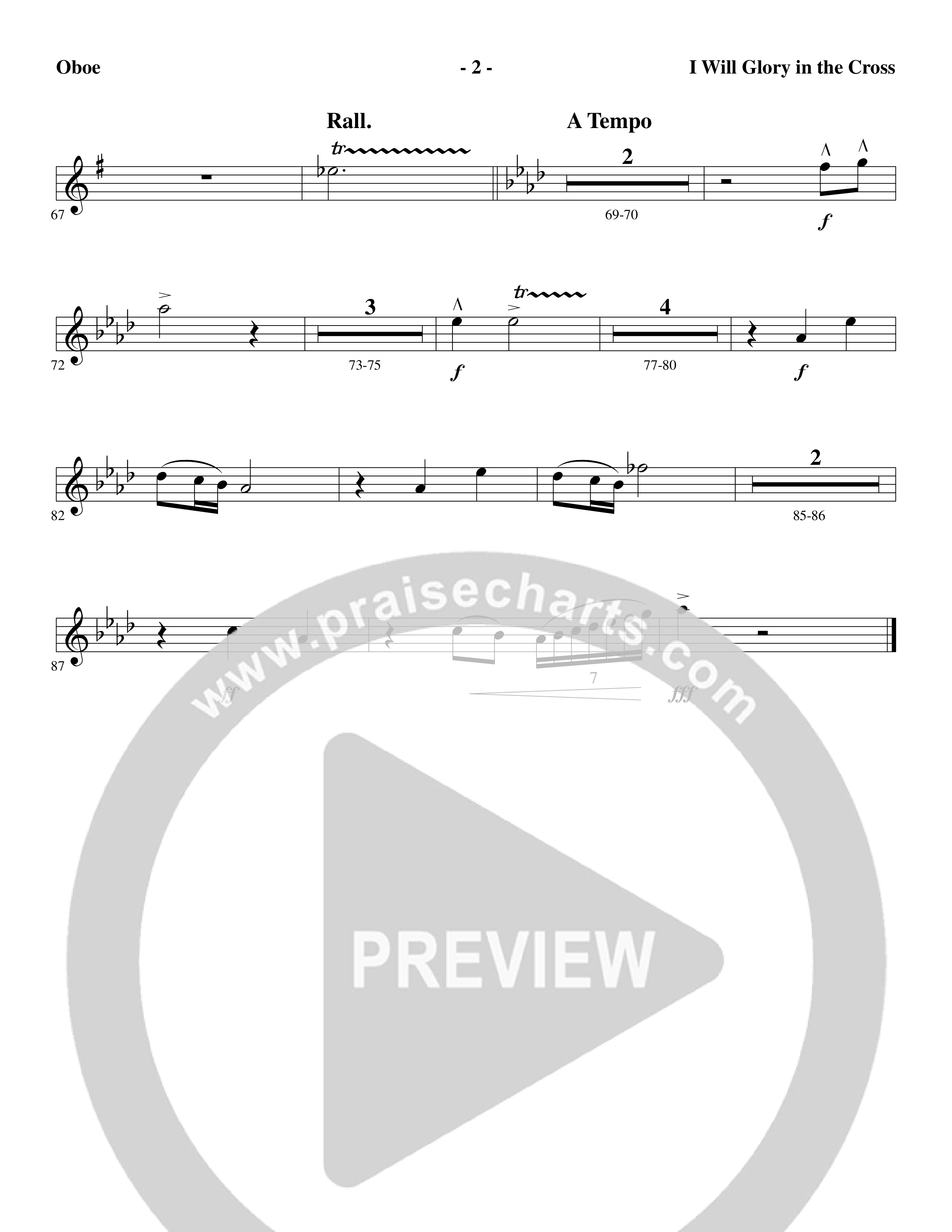 I Will Glory in the Cross (Choral Anthem SATB) Oboe (Word Music Choral / Arr. Marty Parks)