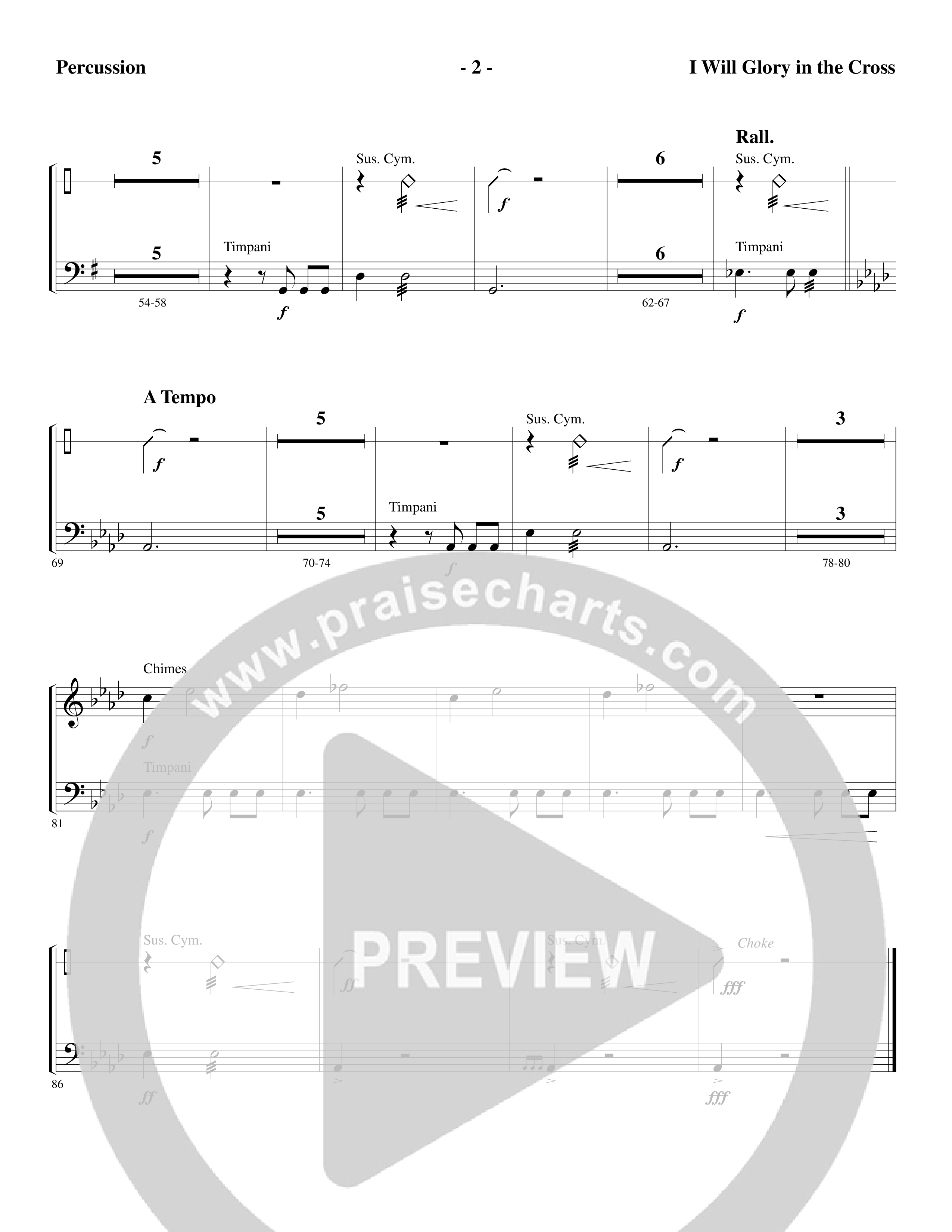 I Will Glory in the Cross (Choral Anthem SATB) Percussion (Word Music Choral / Arr. Marty Parks)