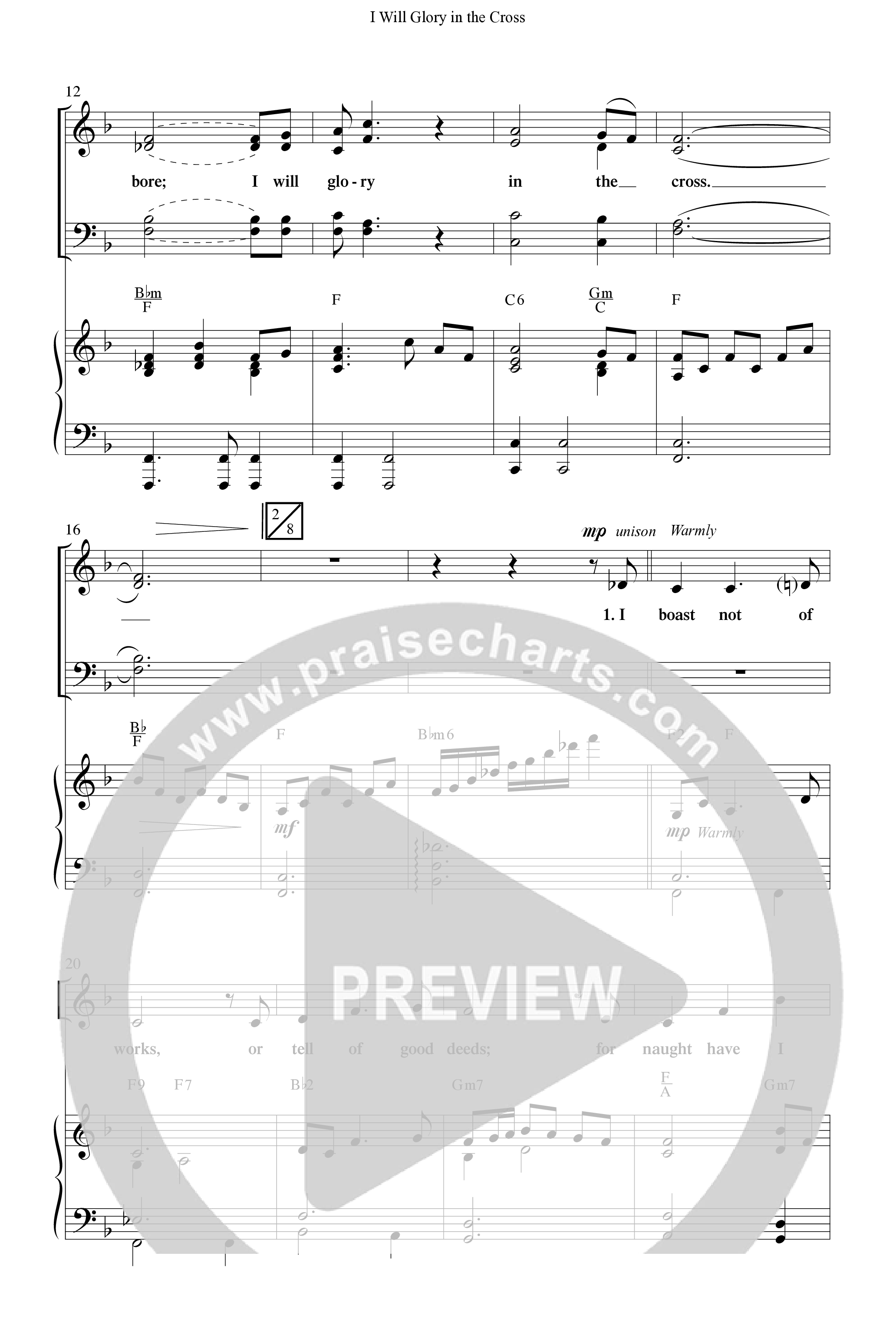 I Will Glory in the Cross (Choral Anthem SATB) Anthem (SATB/Piano) (Word Music Choral / Arr. Marty Parks)
