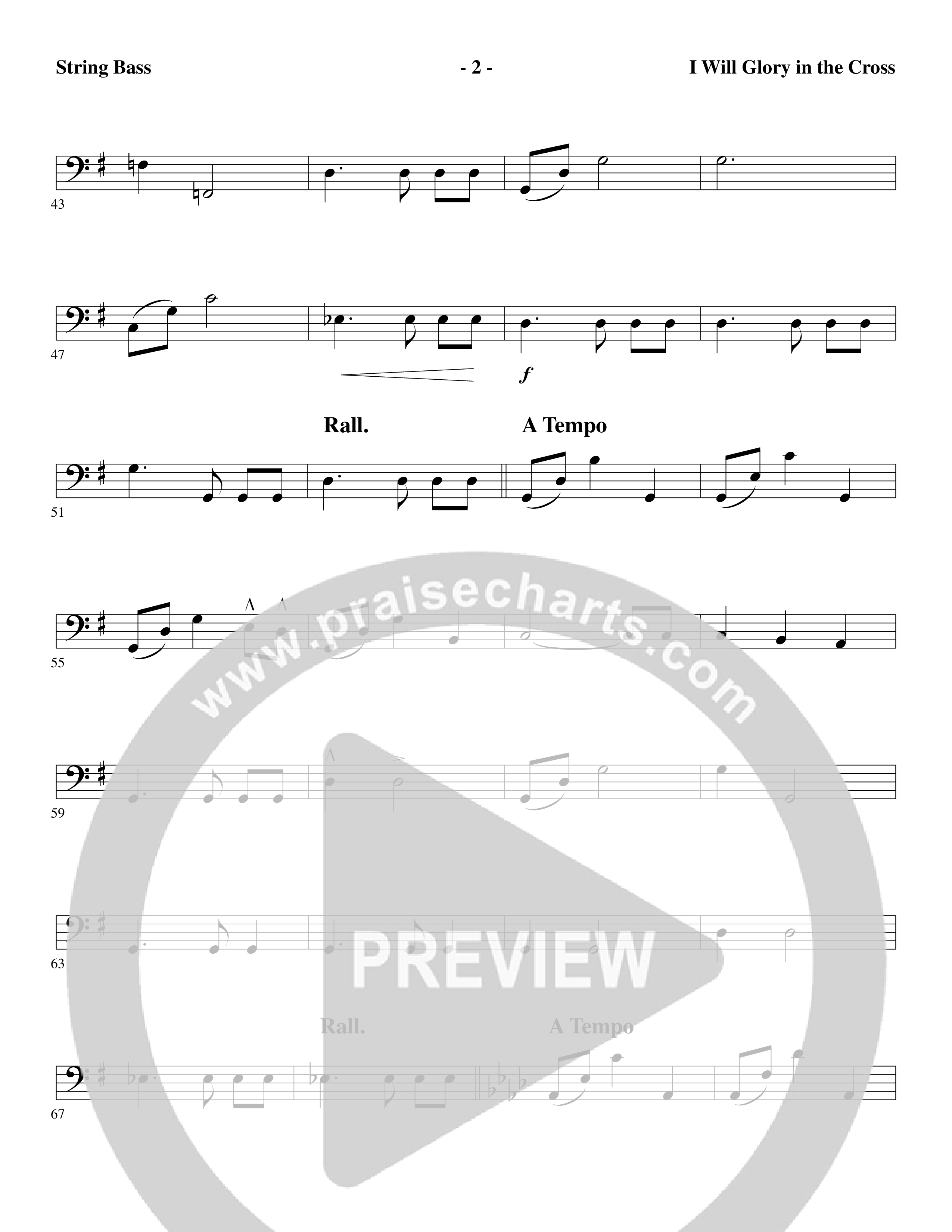 I Will Glory in the Cross (Choral Anthem SATB) String Bass (Word Music Choral / Arr. Marty Parks)