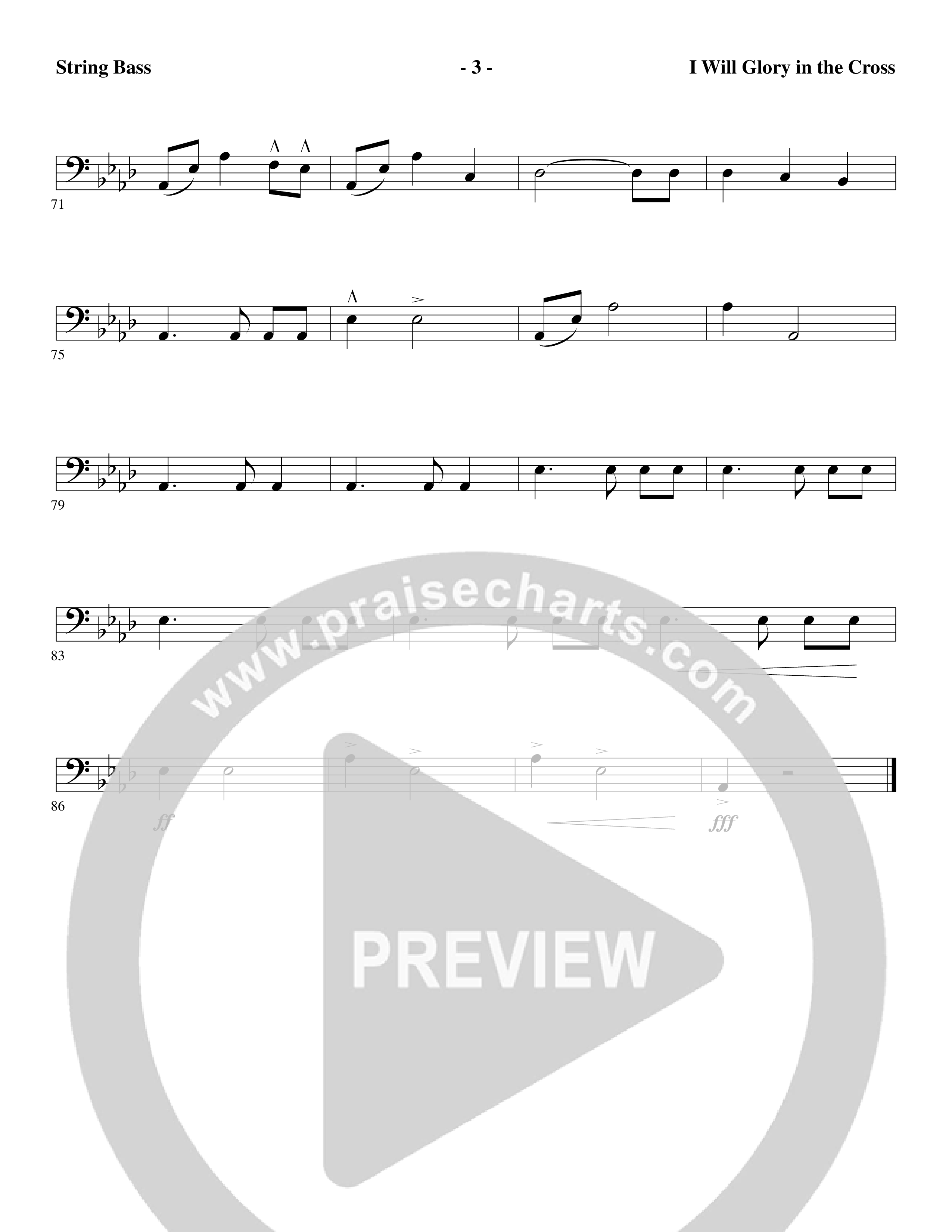 I Will Glory in the Cross (Choral Anthem SATB) String Bass (Word Music Choral / Arr. Marty Parks)