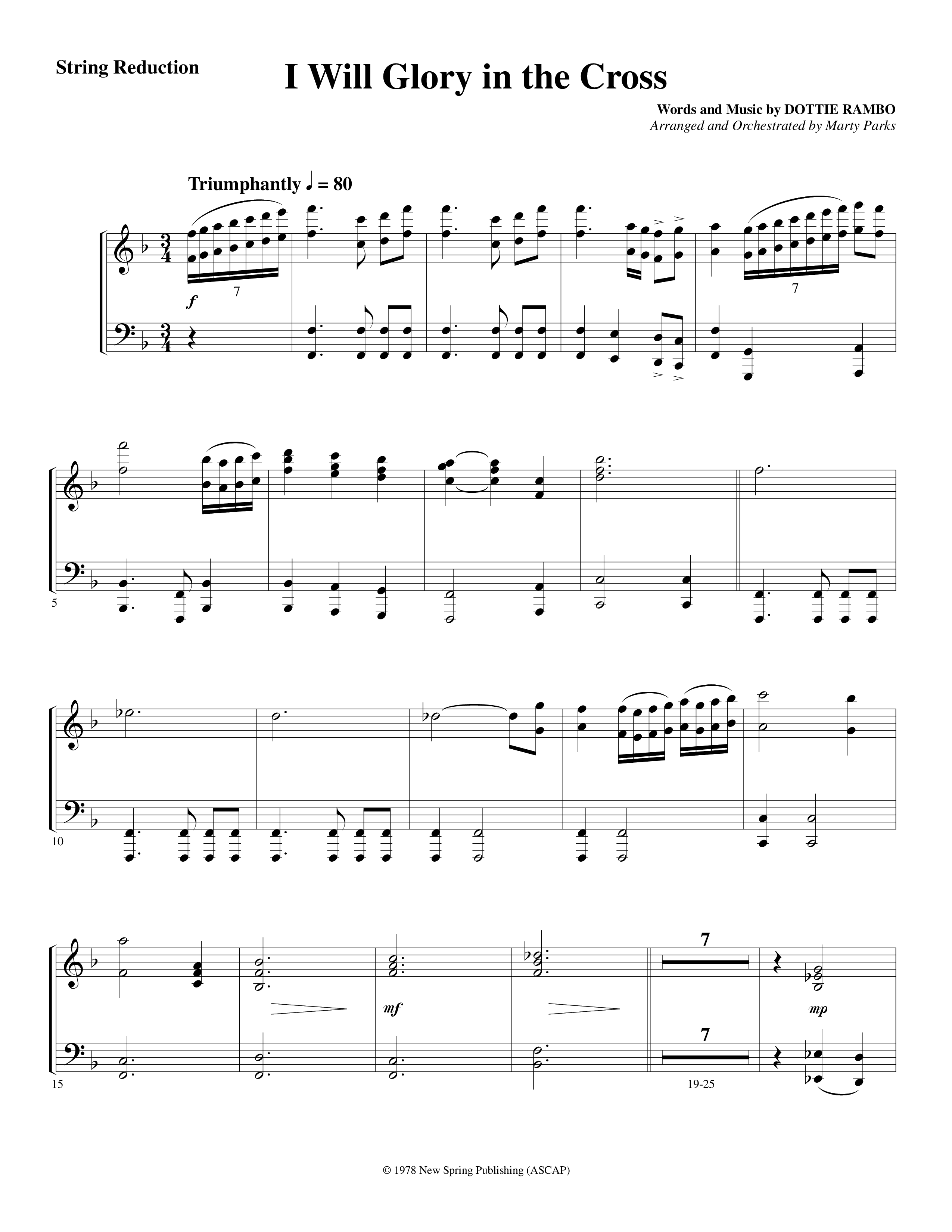 I Will Glory in the Cross (Choral Anthem SATB) String Reduction (Word Music Choral / Arr. Marty Parks)