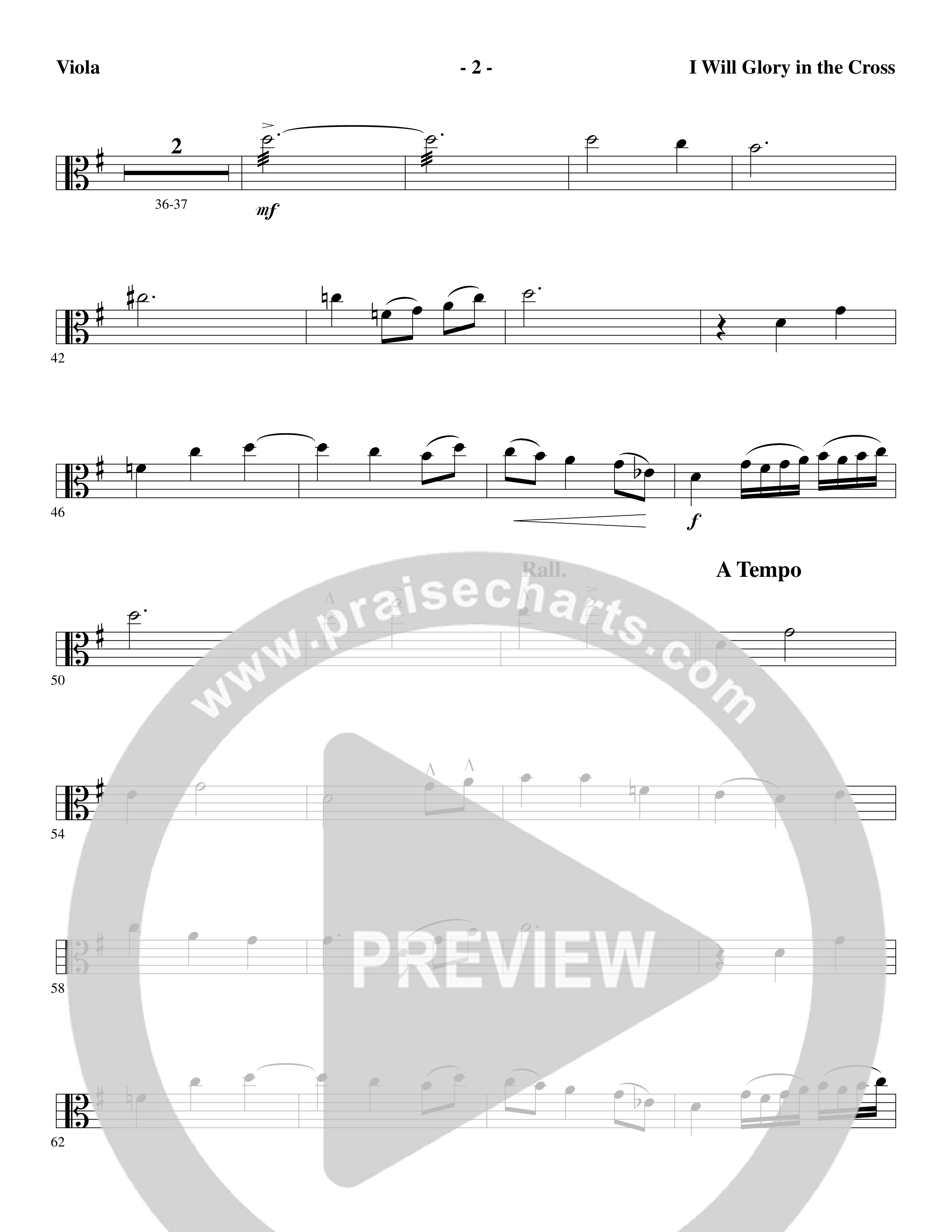 I Will Glory in the Cross (Choral Anthem SATB) Viola (Word Music Choral / Arr. Marty Parks)