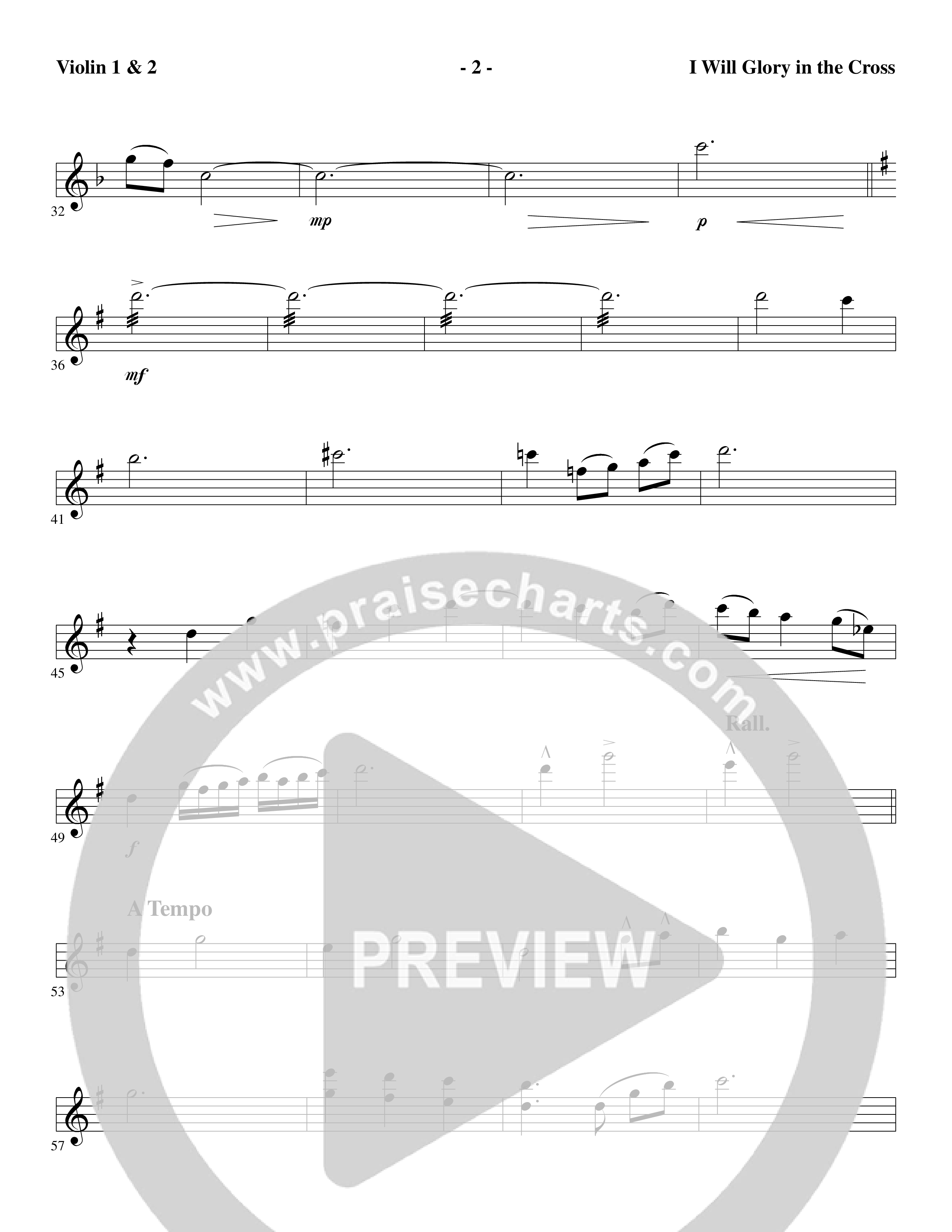 I Will Glory in the Cross (Choral Anthem SATB) Violin 1/2 (Word Music Choral / Arr. Marty Parks)