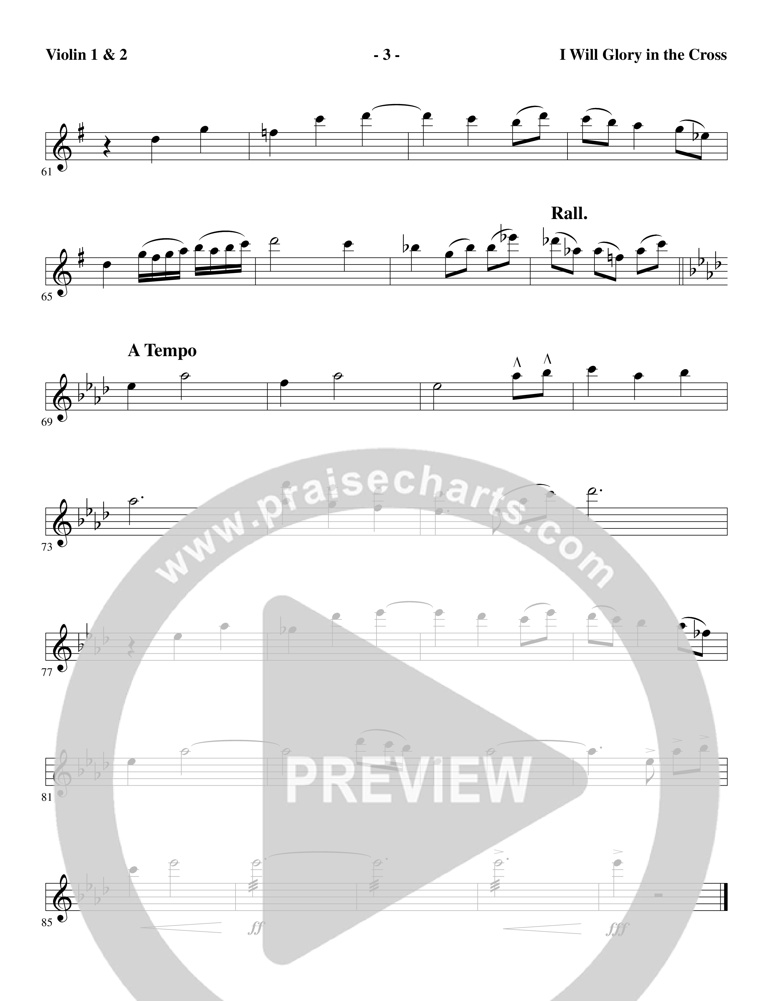 I Will Glory in the Cross (Choral Anthem SATB) Violin 1/2 (Word Music Choral / Arr. Marty Parks)