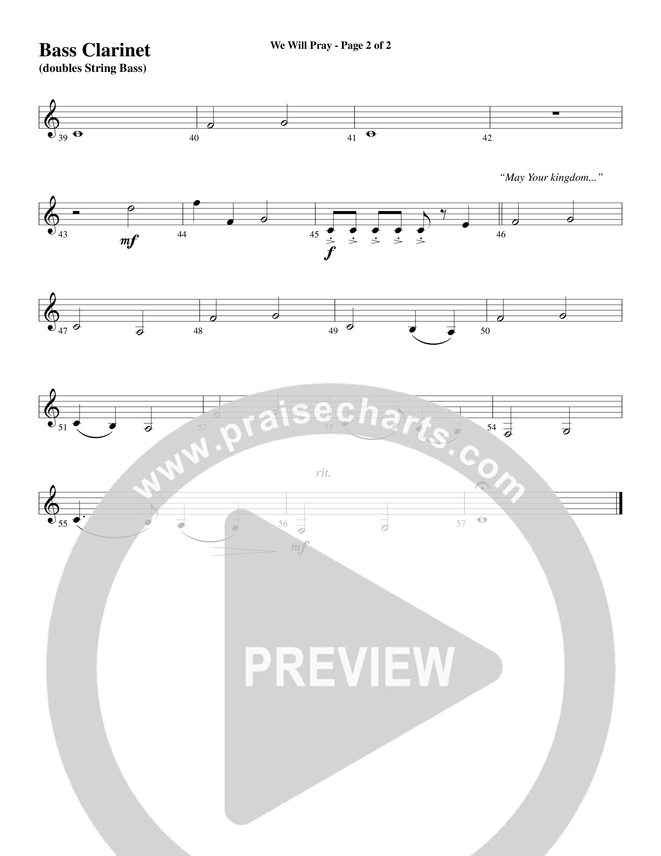 We Will Pray (Choral Anthem SATB) Bass Clarinet (Dan Adler / Word Music Choral)