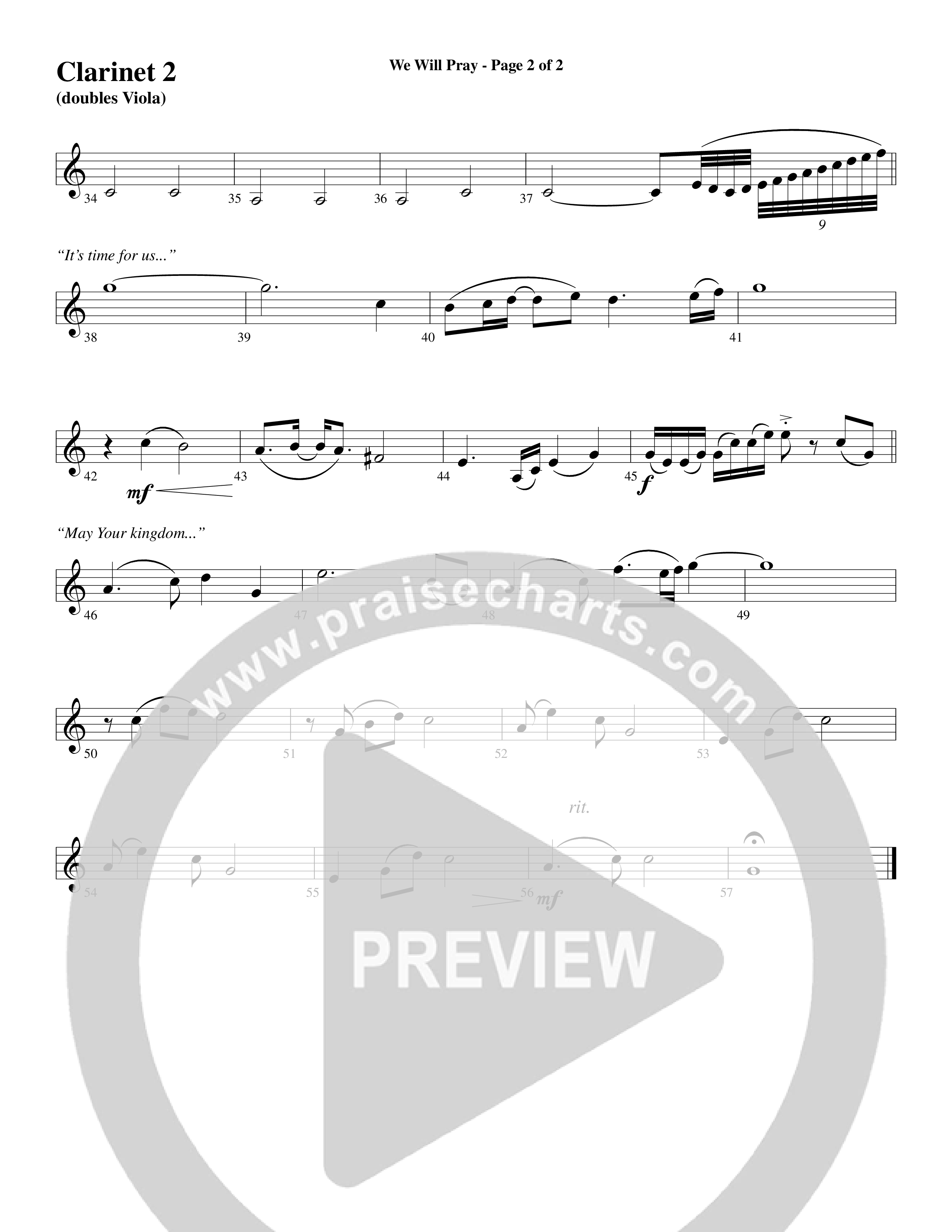 We Will Pray (Choral Anthem SATB) Clarinet (Dan Adler / Word Music Choral)