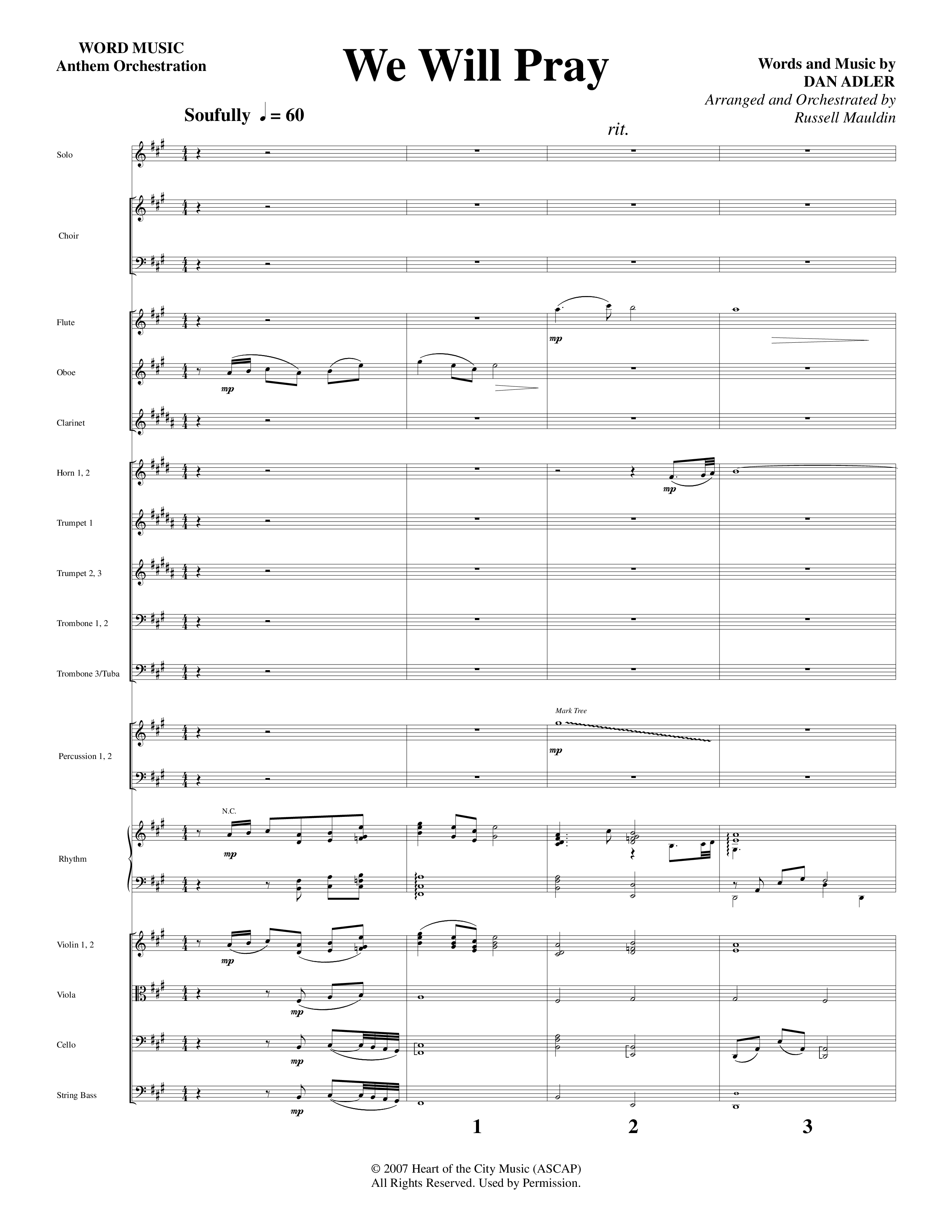 We Will Pray (Choral Anthem SATB) Orchestration (Dan Adler / Word Music Choral)