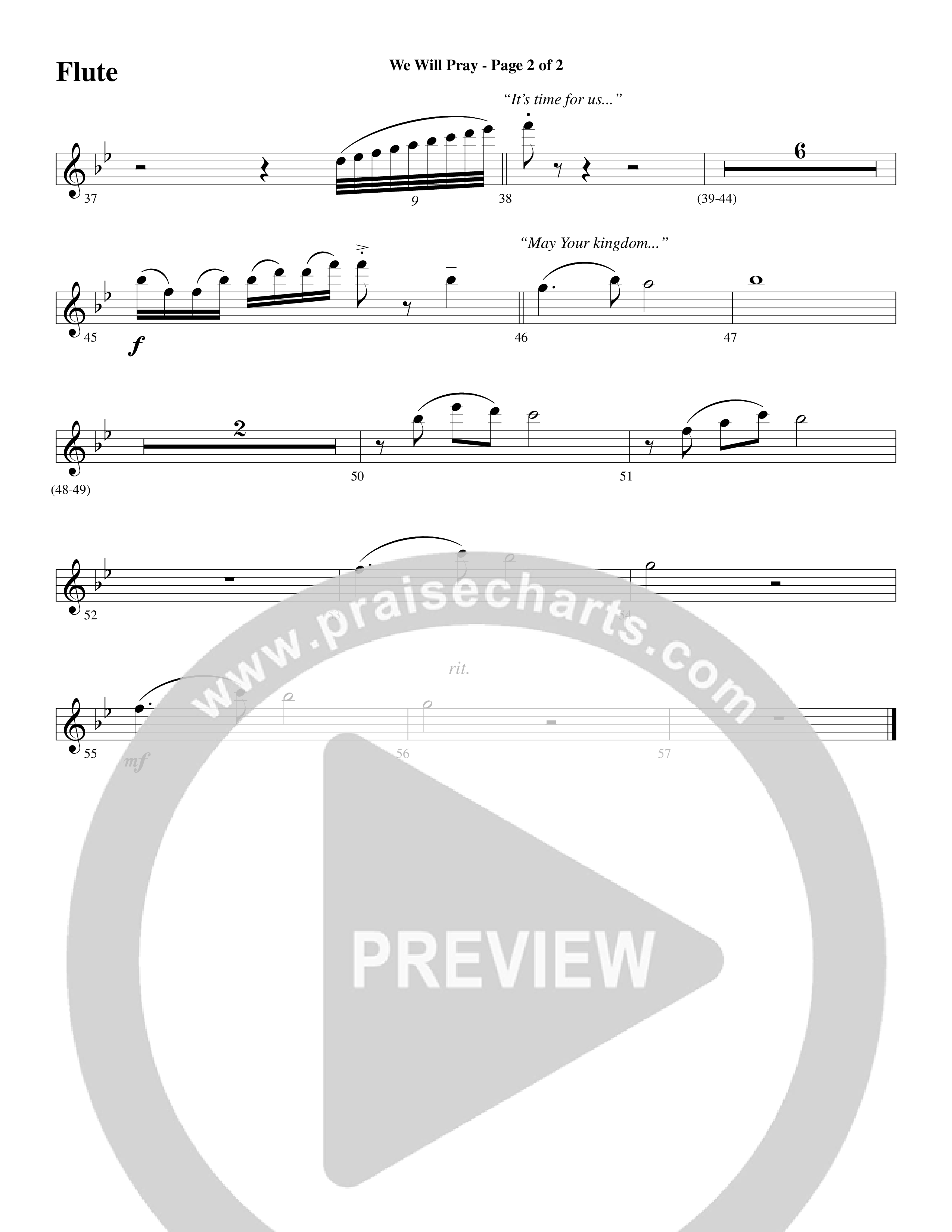 We Will Pray (Choral Anthem SATB) Flute (Dan Adler / Word Music Choral)