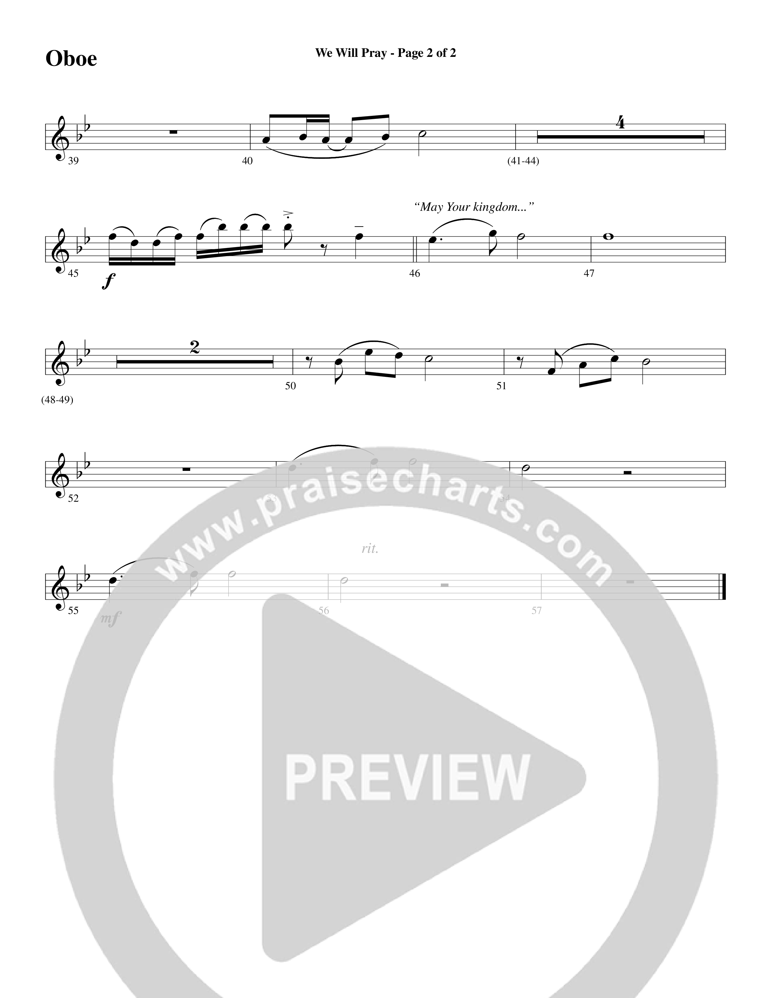 We Will Pray (Choral Anthem SATB) Oboe (Dan Adler / Word Music Choral)