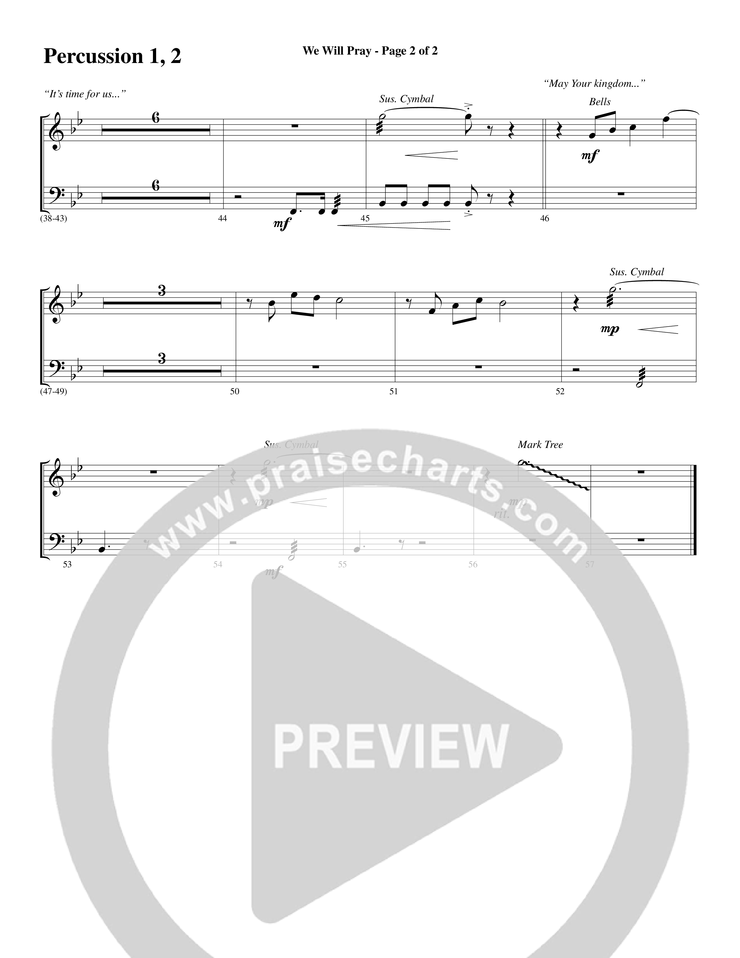 We Will Pray (Choral Anthem SATB) Percussion 1/2 (Dan Adler / Word Music Choral)