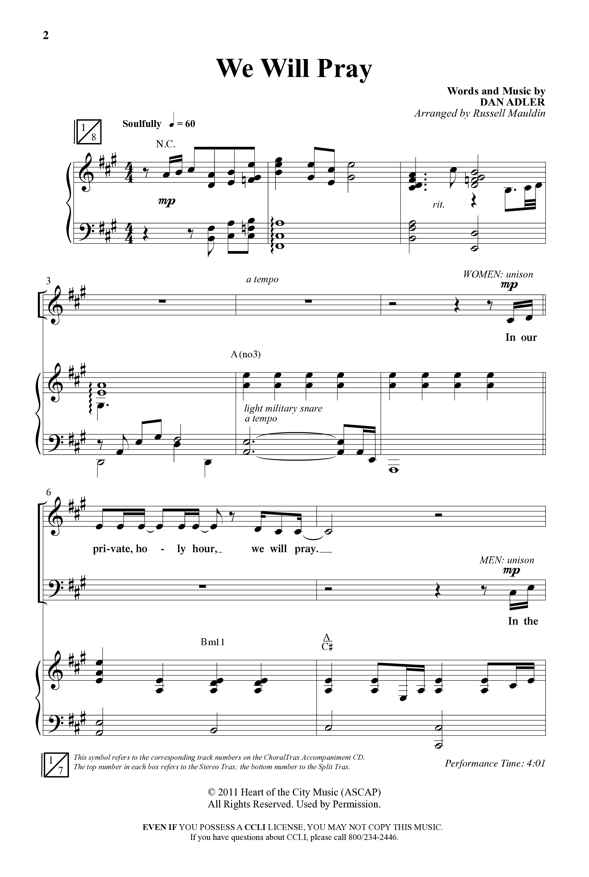 We Will Pray (Choral Anthem SATB) Anthem (SATB/Piano) (Dan Adler / Word Music Choral)