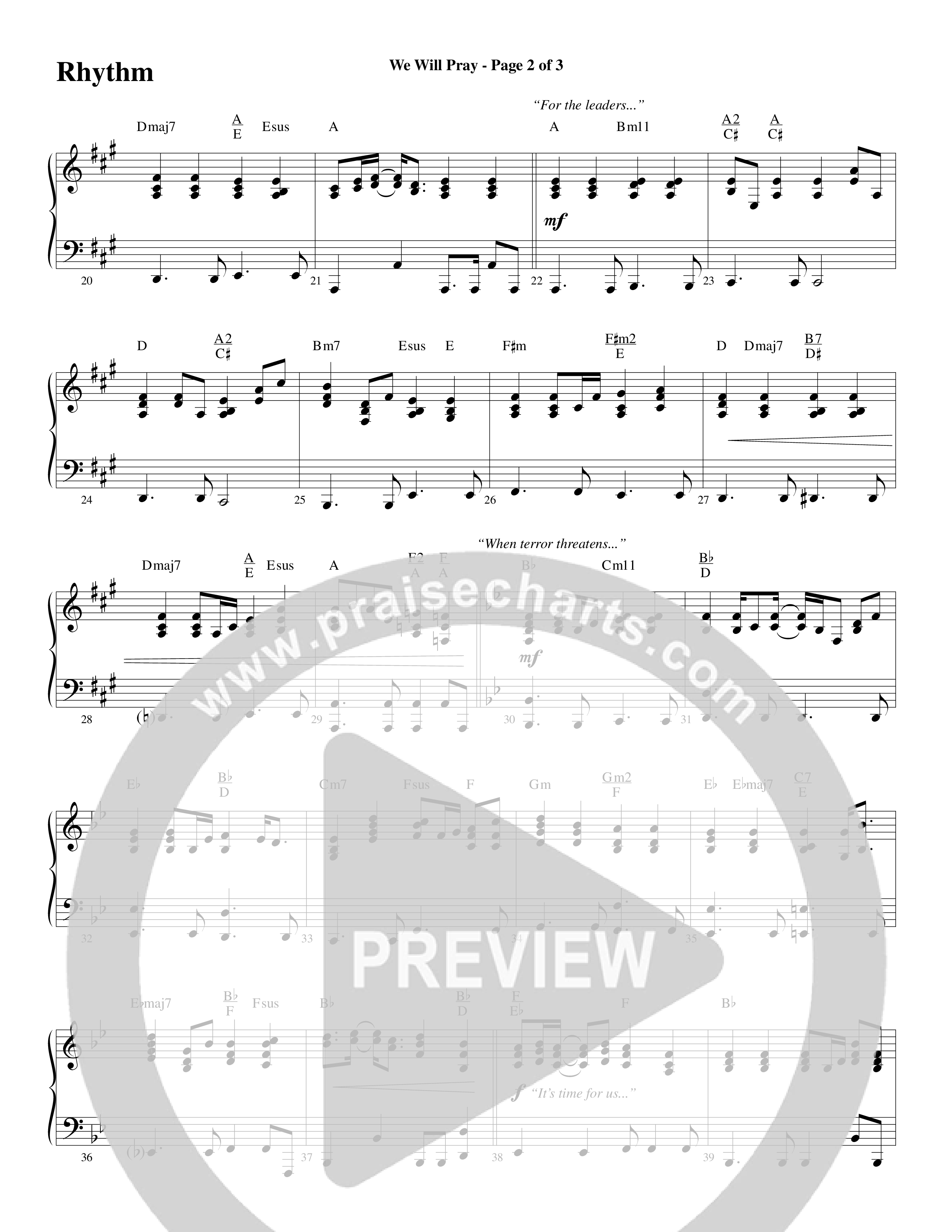 We Will Pray (Choral Anthem SATB) Rhythm Chart (Dan Adler / Word Music Choral)