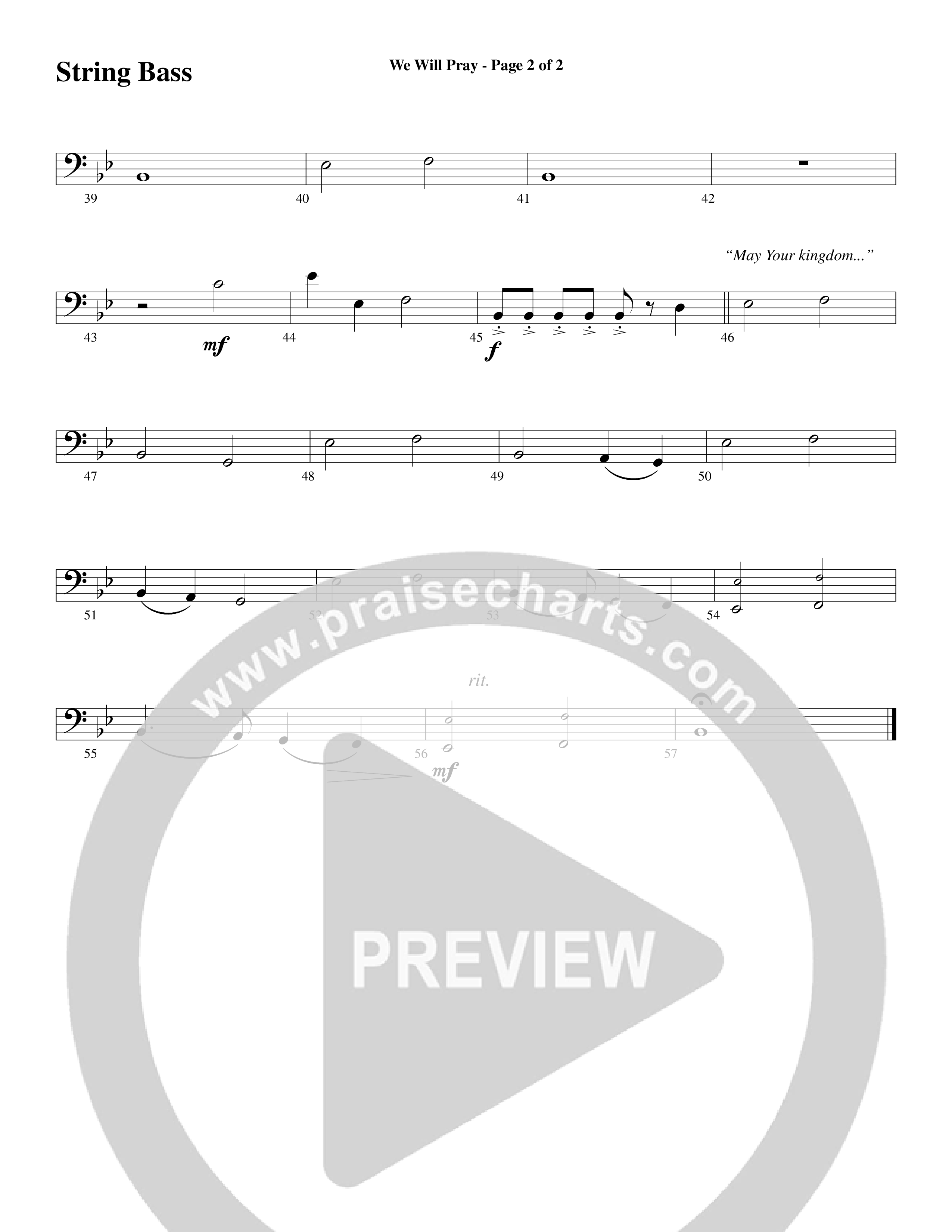 We Will Pray (Choral Anthem SATB) String Bass (Dan Adler / Word Music Choral)