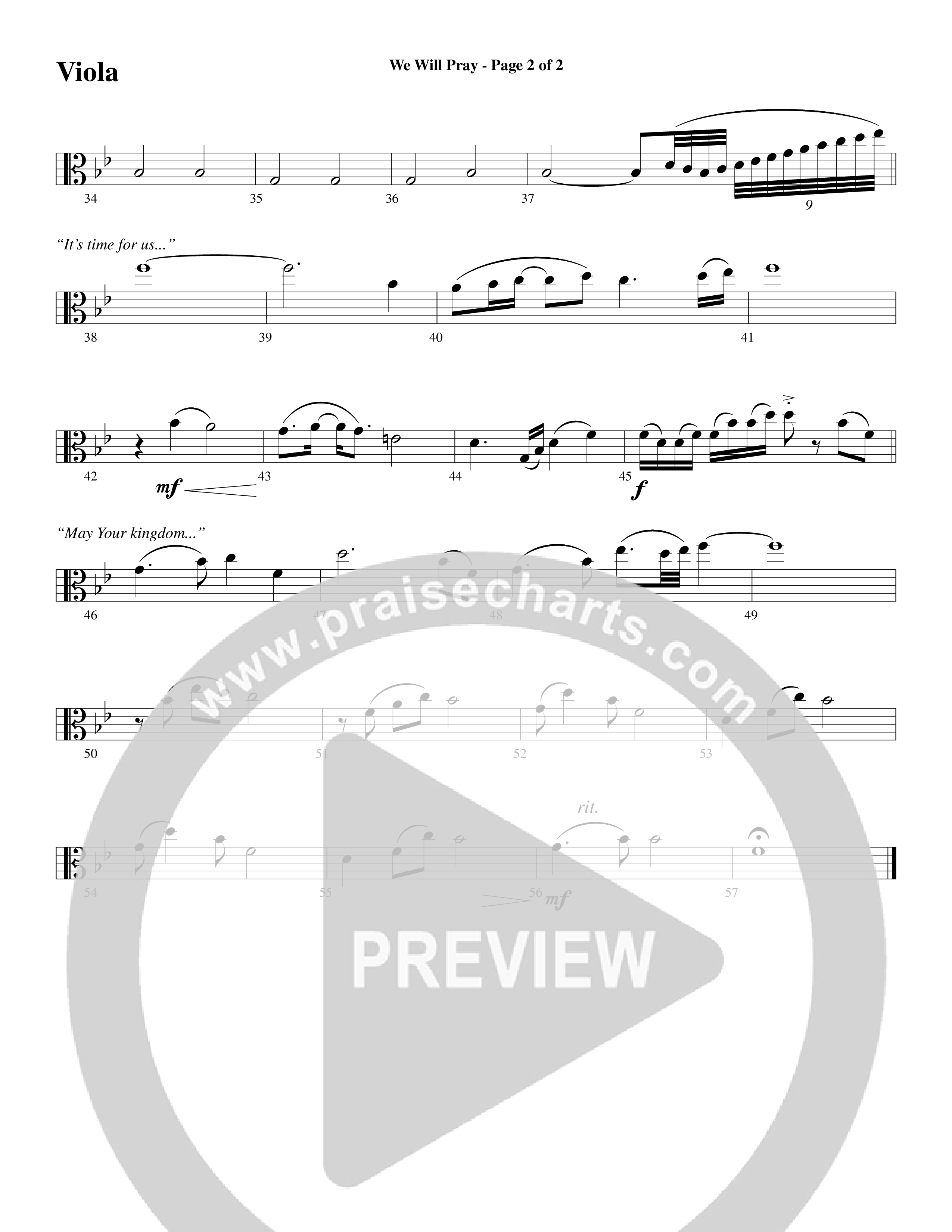 We Will Pray (Choral Anthem SATB) Viola (Dan Adler / Word Music Choral)