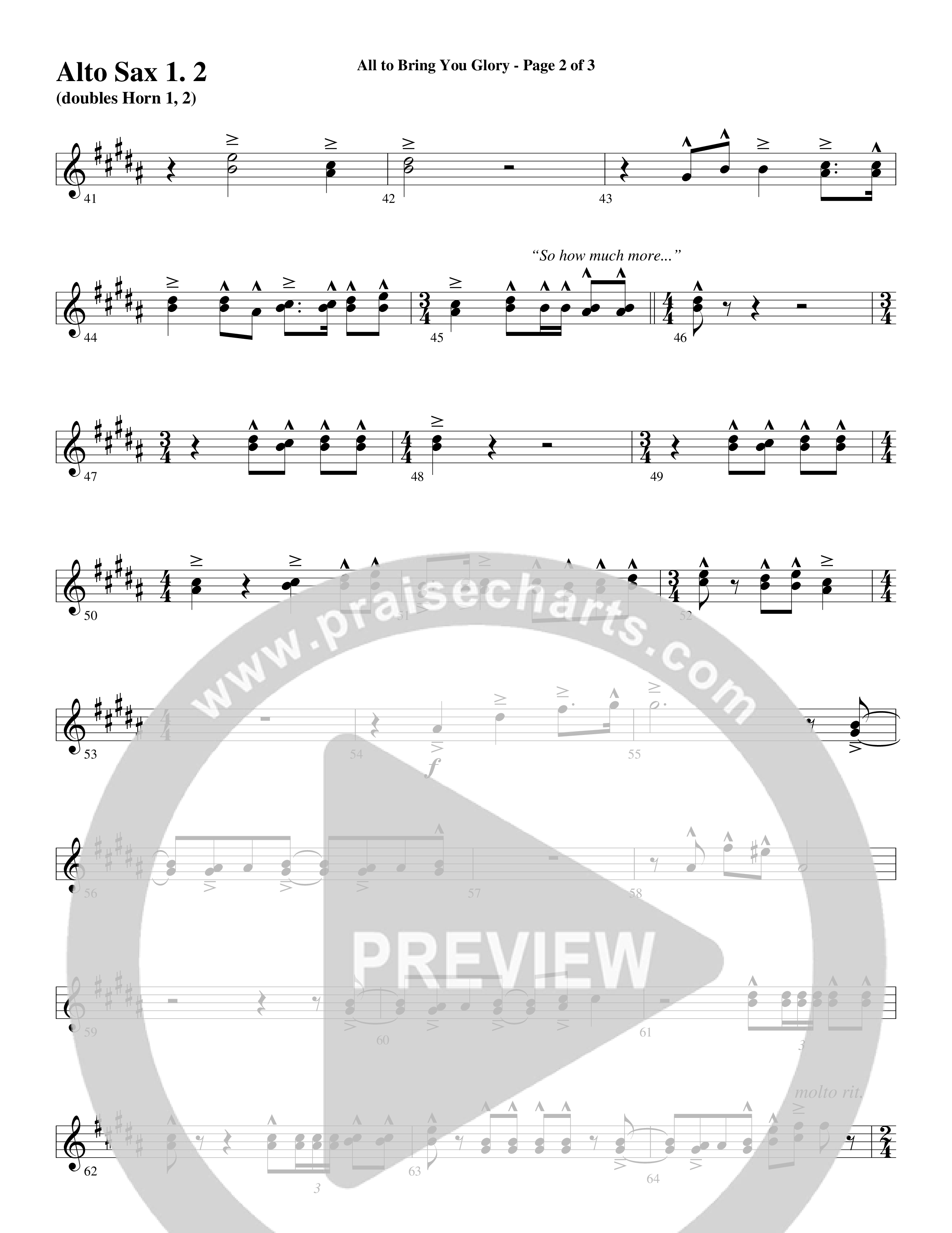 All To Bring You Glory (Choral Anthem SATB) Alto Sax 1/2 (Arr. David T. Clydesdale / Word Music Choral)