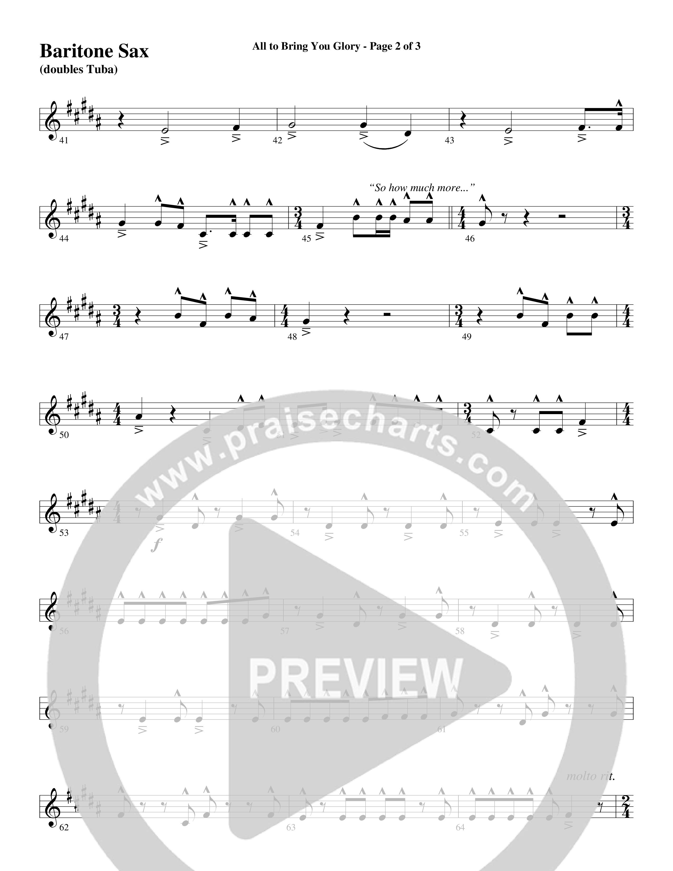 All To Bring You Glory (Choral Anthem SATB) Bari Sax (Arr. David T. Clydesdale / Word Music Choral)