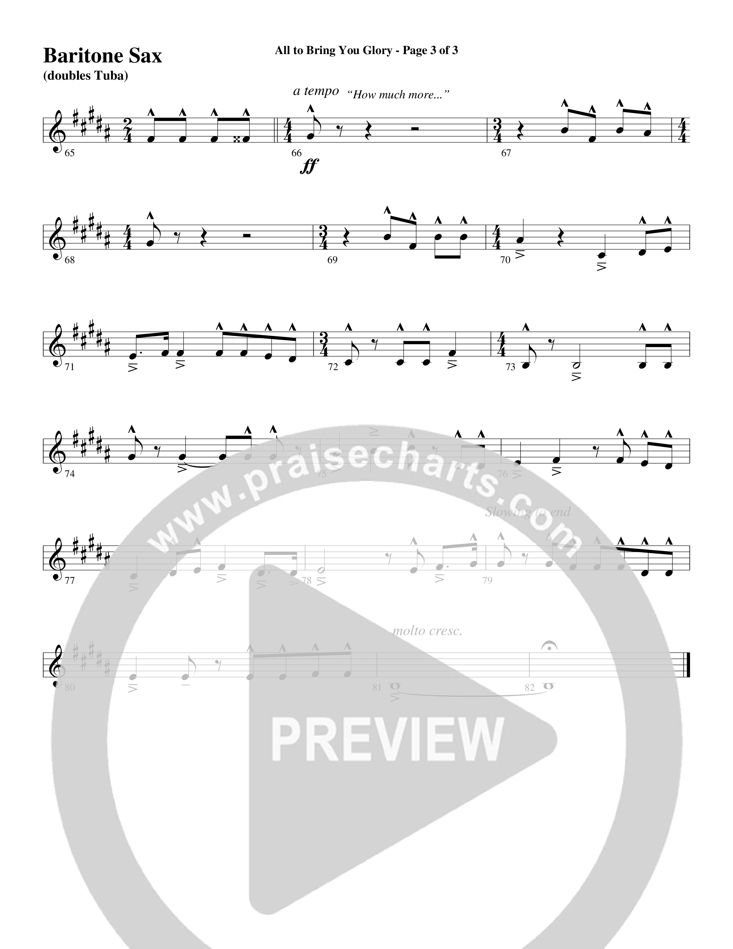 All To Bring You Glory (Choral Anthem SATB) Bari Sax (Arr. David T. Clydesdale / Word Music Choral)