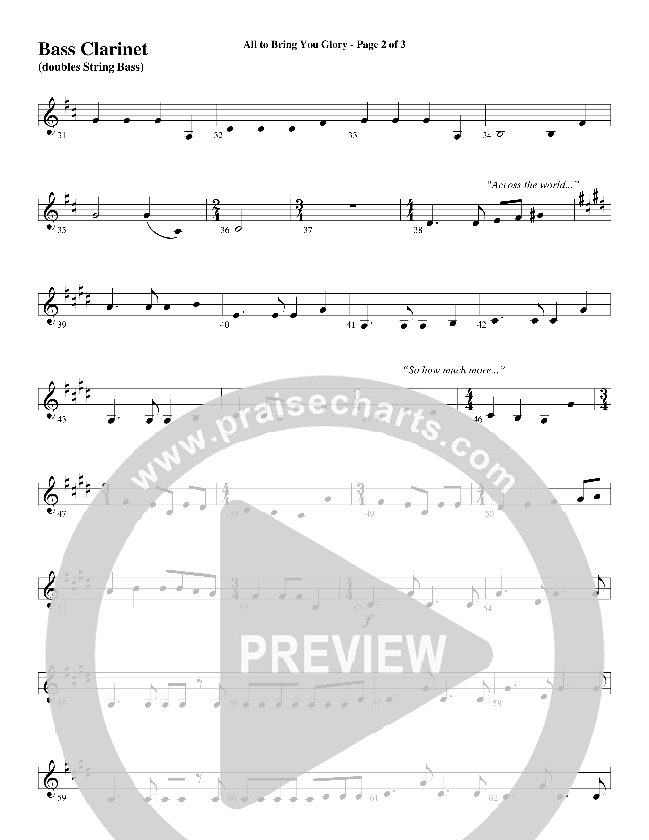 All To Bring You Glory (Choral Anthem SATB) Bass Clarinet (Arr. David T. Clydesdale / Word Music Choral)