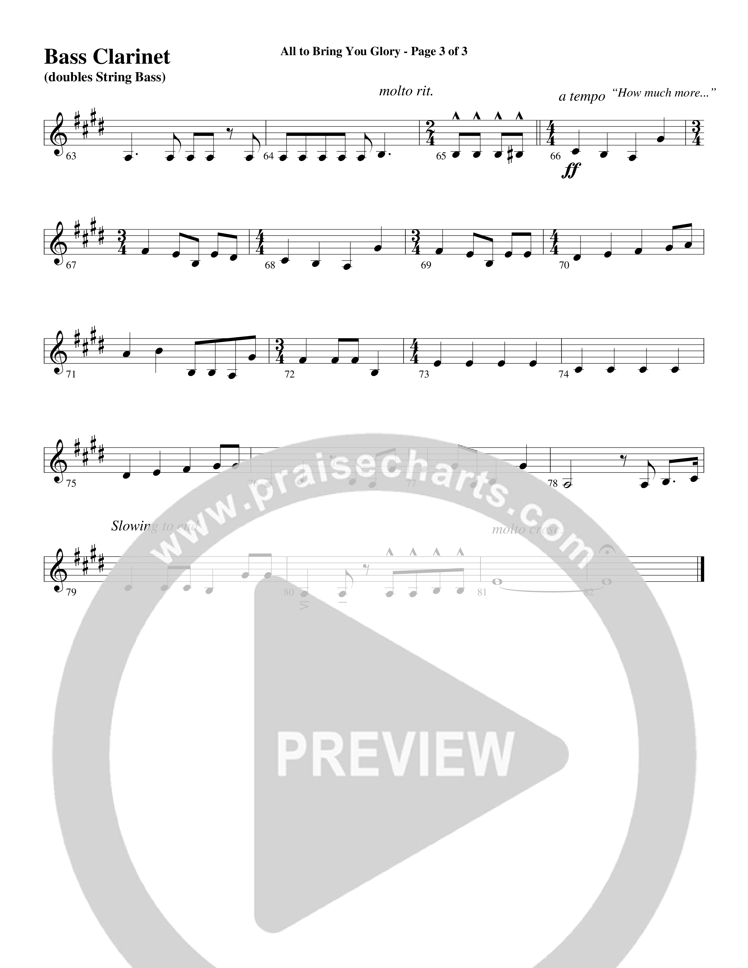 All To Bring You Glory (Choral Anthem SATB) Bass Clarinet (Arr. David T. Clydesdale / Word Music Choral)