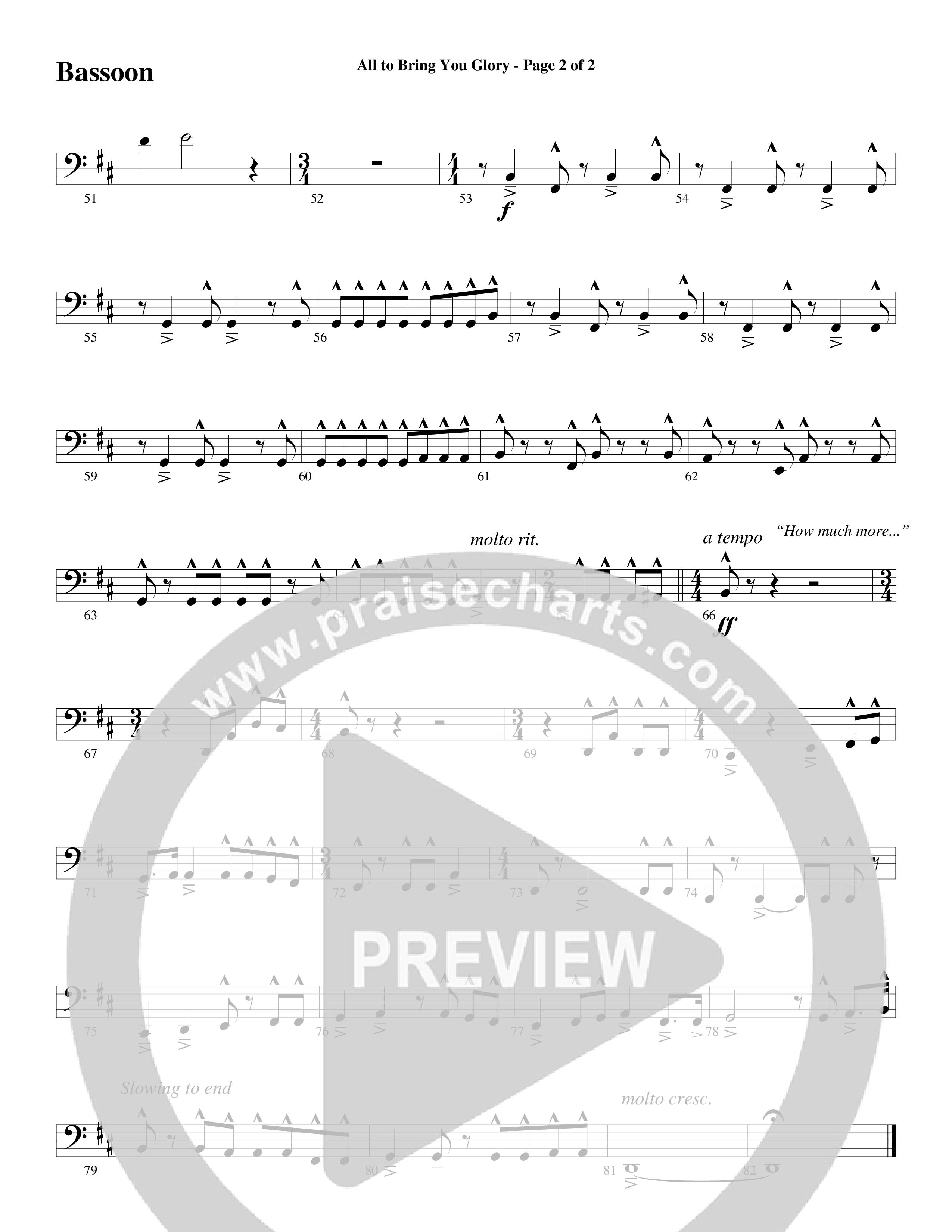 All To Bring You Glory (Choral Anthem SATB) Bassoon (Arr. David T. Clydesdale / Word Music Choral)