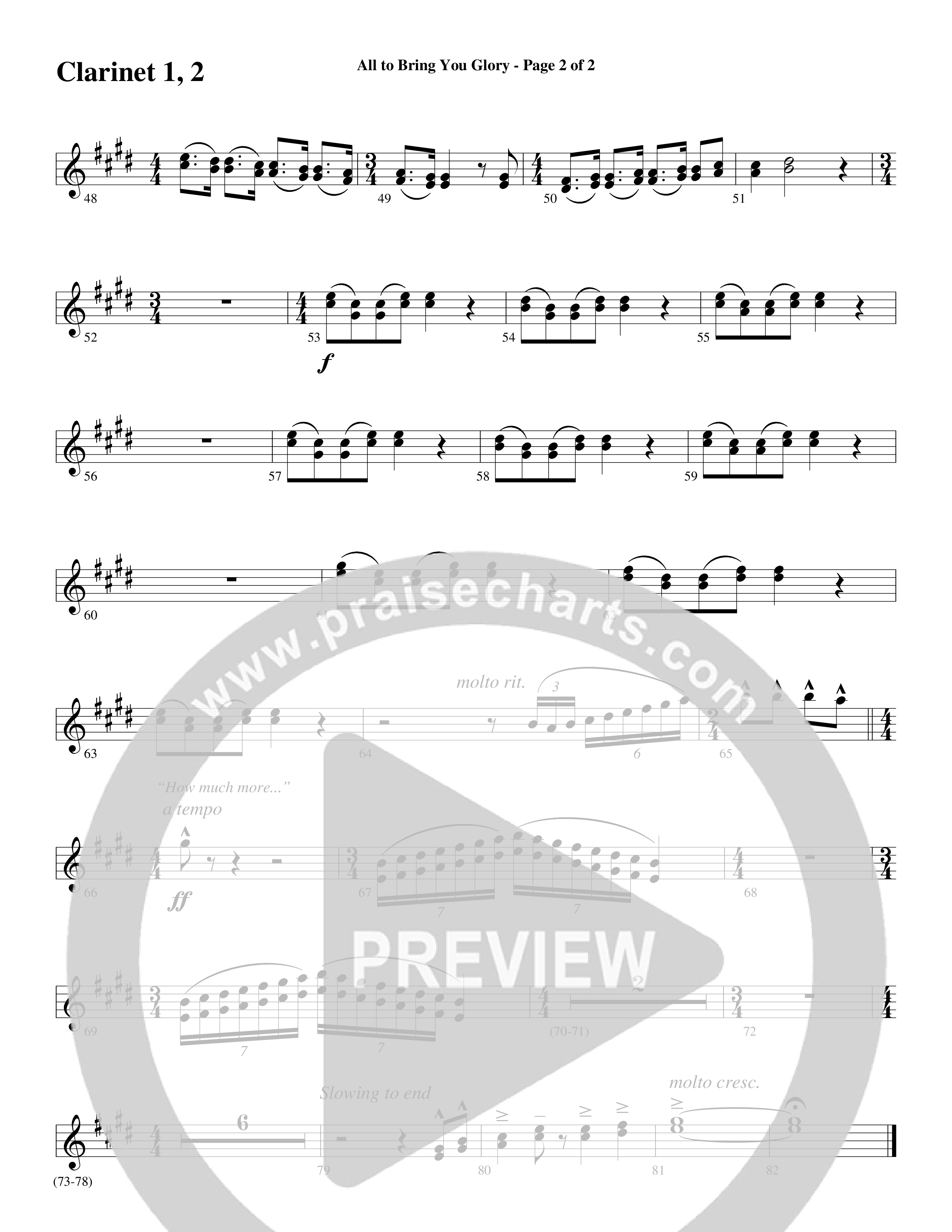 All To Bring You Glory (Choral Anthem SATB) Clarinet (Arr. David T. Clydesdale / Word Music Choral)