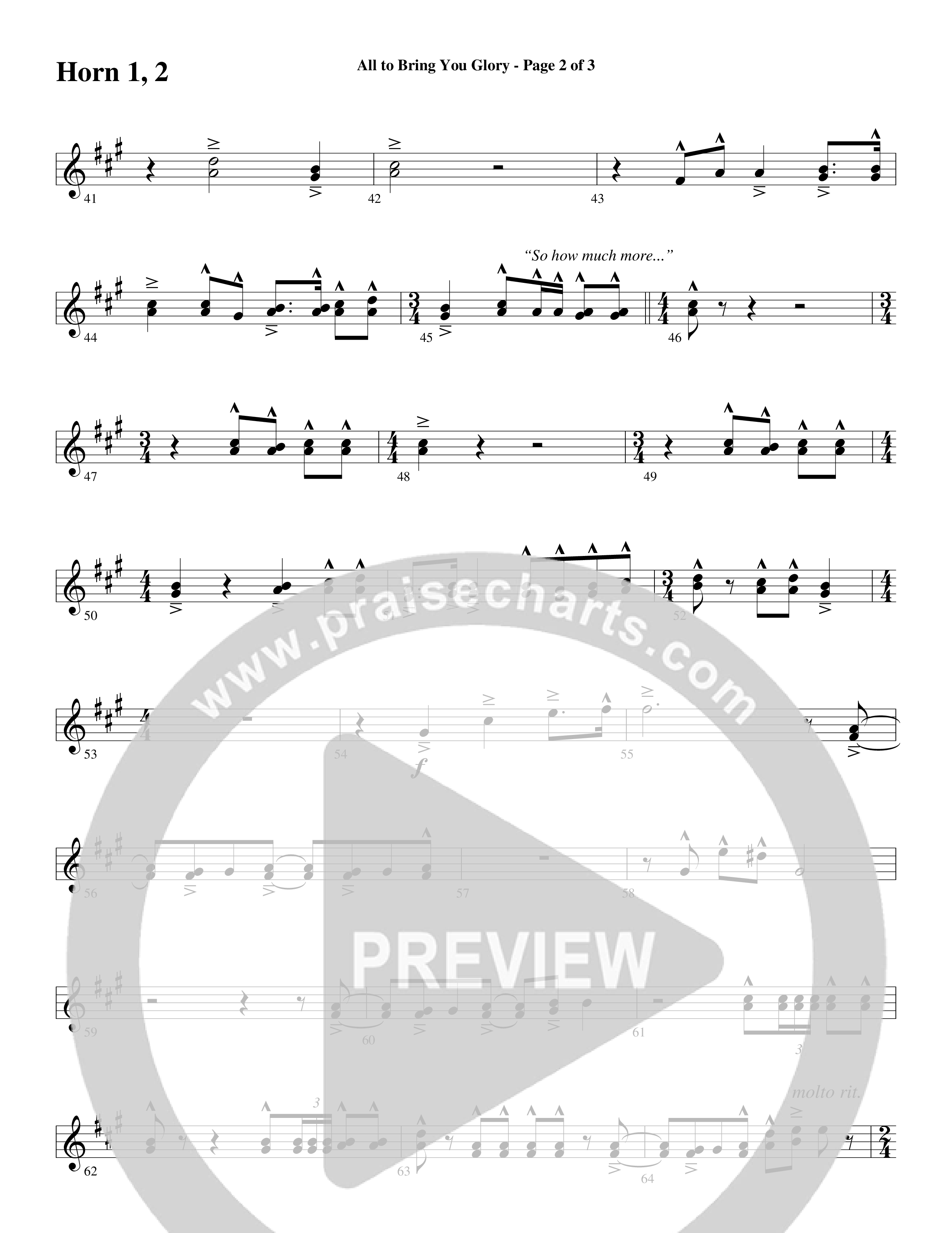 All To Bring You Glory (Choral Anthem SATB) French Horn 1/2 (Arr. David T. Clydesdale / Word Music Choral)