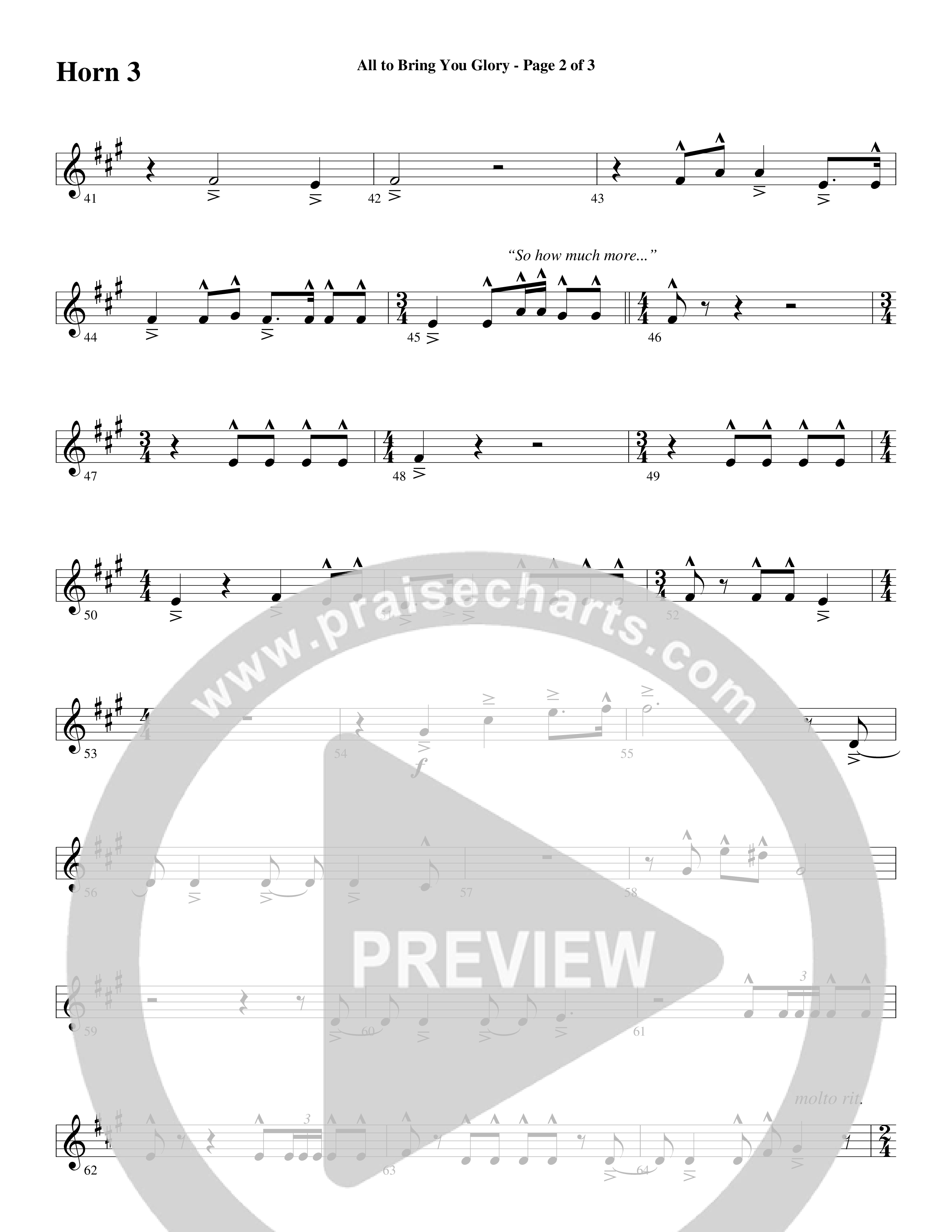 All To Bring You Glory (Choral Anthem SATB) French Horn 3 (Arr. David T. Clydesdale / Word Music Choral)