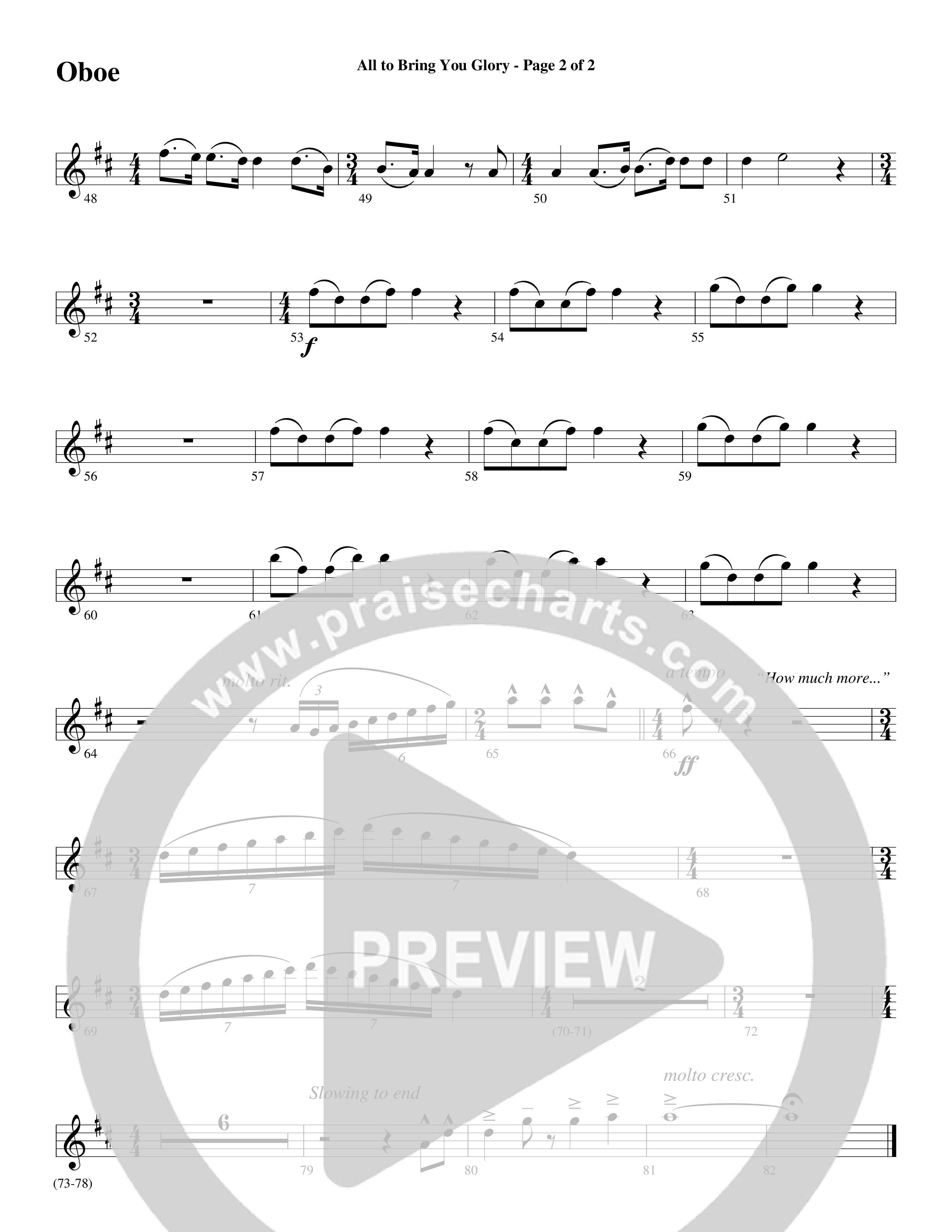 All To Bring You Glory (Choral Anthem SATB) Oboe (Arr. David T. Clydesdale / Word Music Choral)